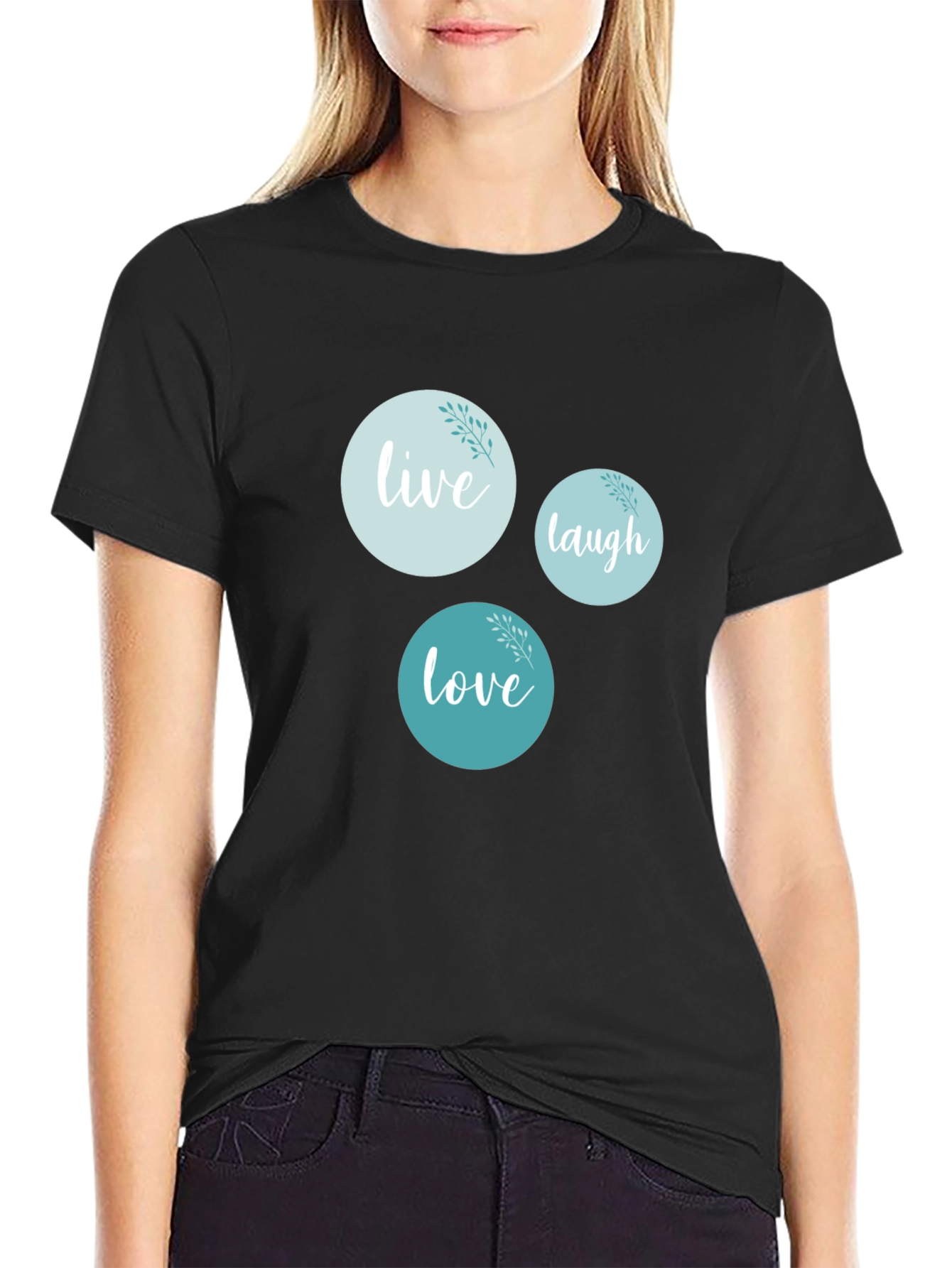 Black Live Laugh Love Graphic Tee - Stylish Comfort view 2