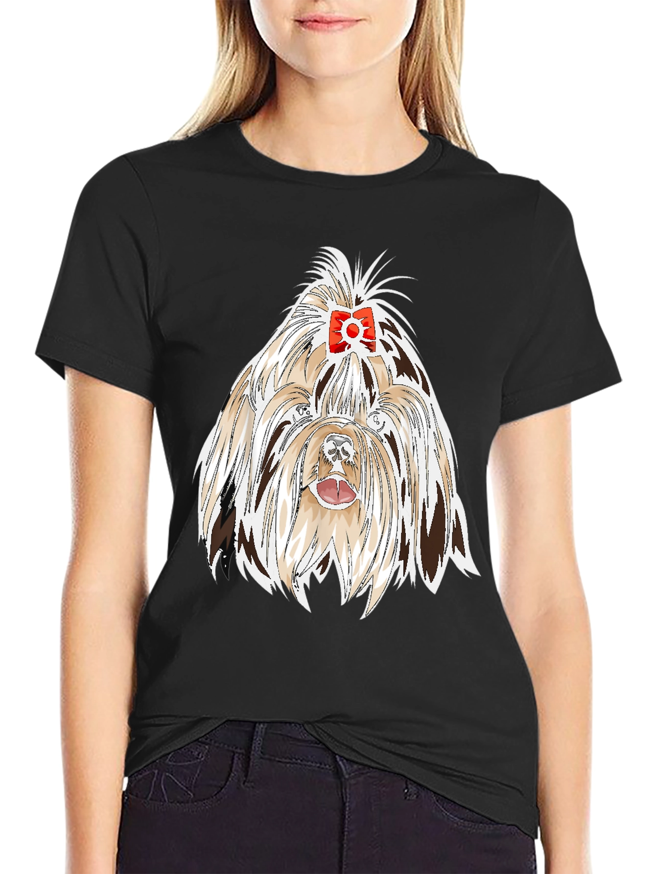 Black Dog Lover T-Shirt - Cute Shih Tzu Graphic Tee view 2