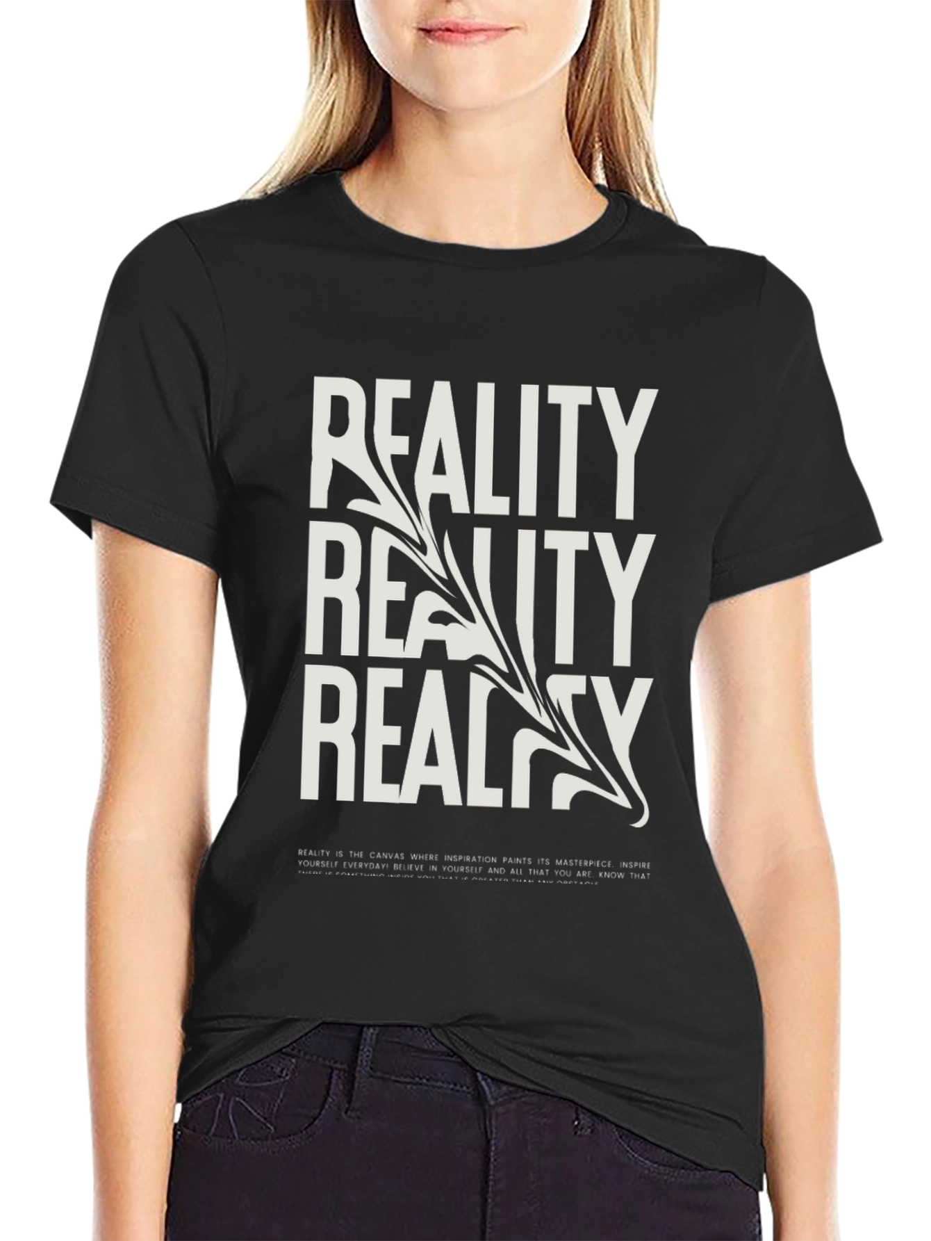 Black Reality Graphic Print Black T-Shirt view 2
