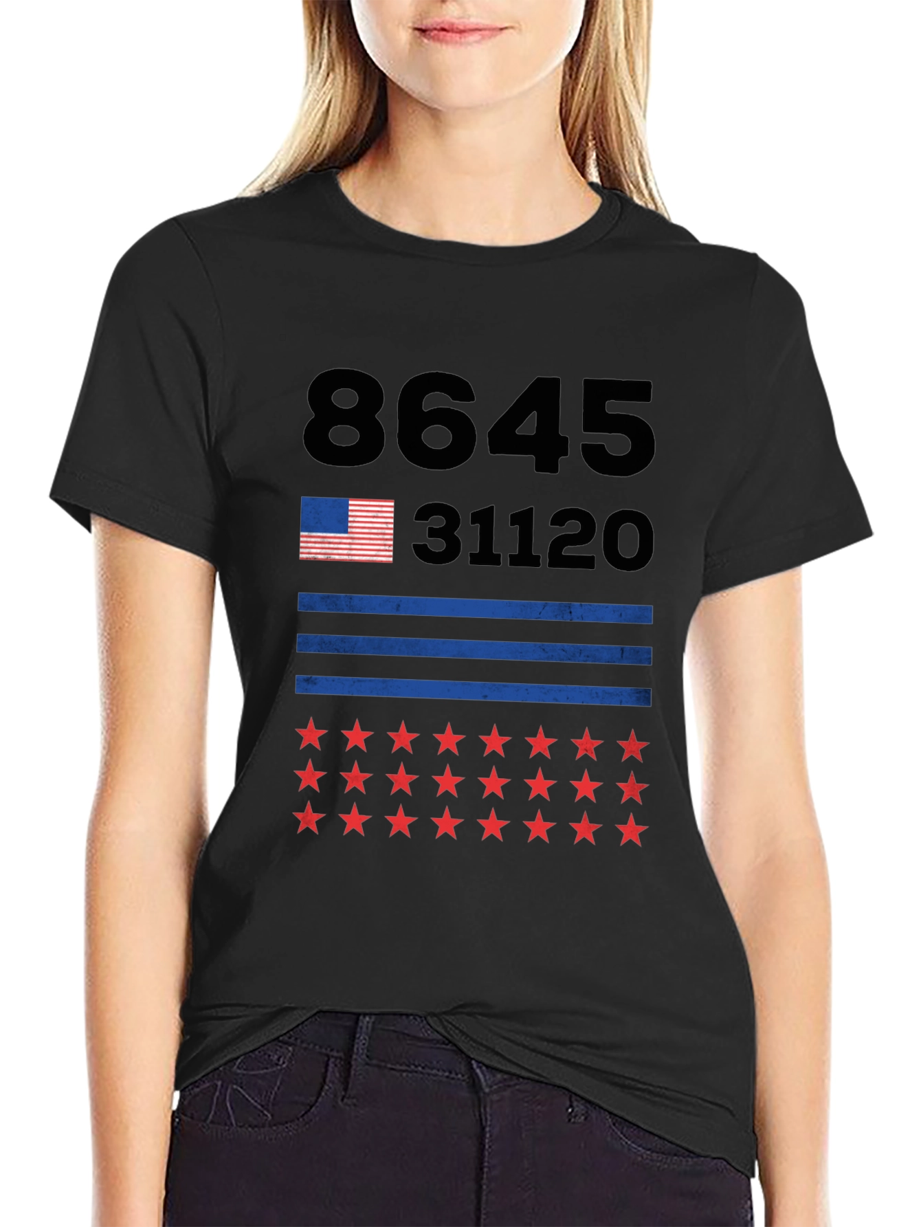 Black 8645 31120 Stars & Stripes Graphic Tee view 2