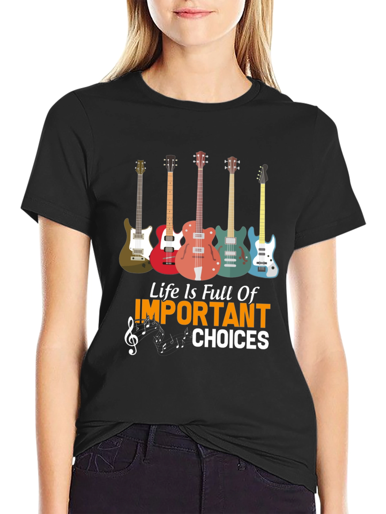 Black Guitar Life Choices Graphic Tee - Music Lover view 2