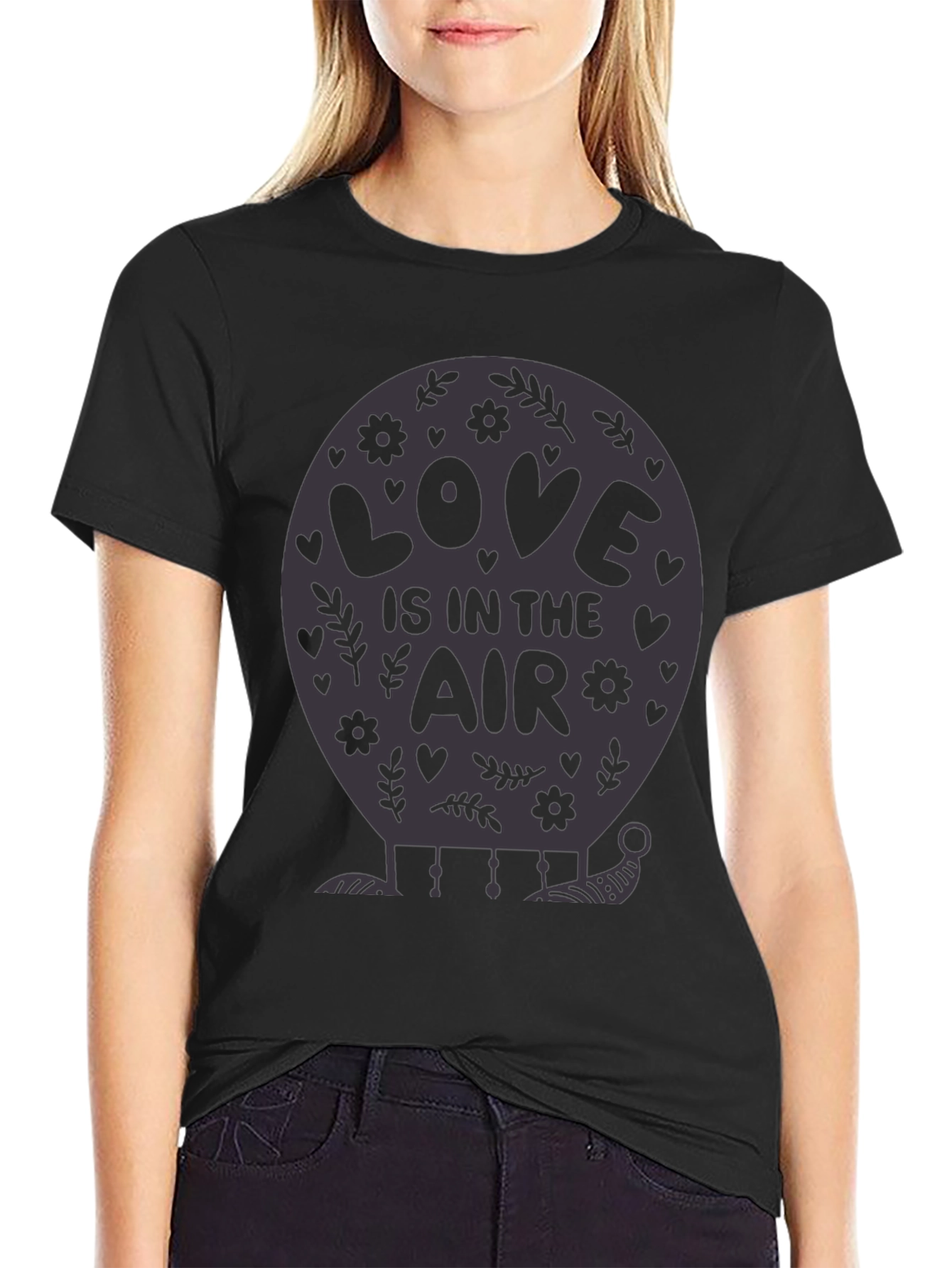 Black Love is in the Air Balloon Graphic Tee view 2
