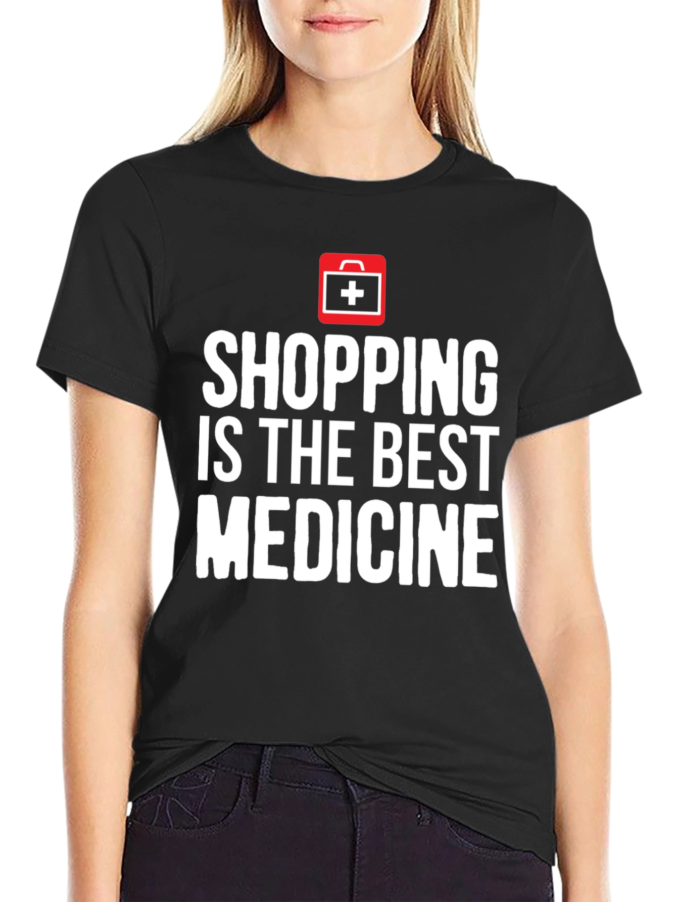 Black Shopping is the Best Medicine T-Shirt view 2