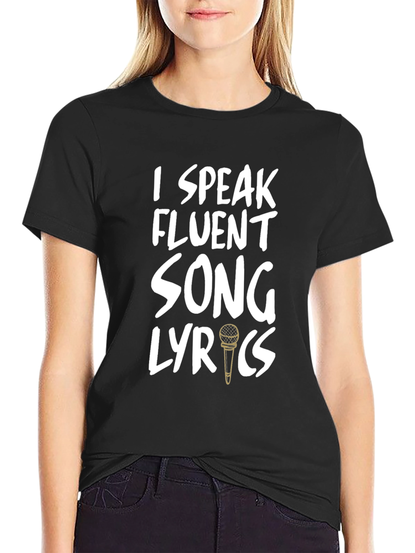 Black I Speak Fluent Song Lyrics Black T-Shirt view 2