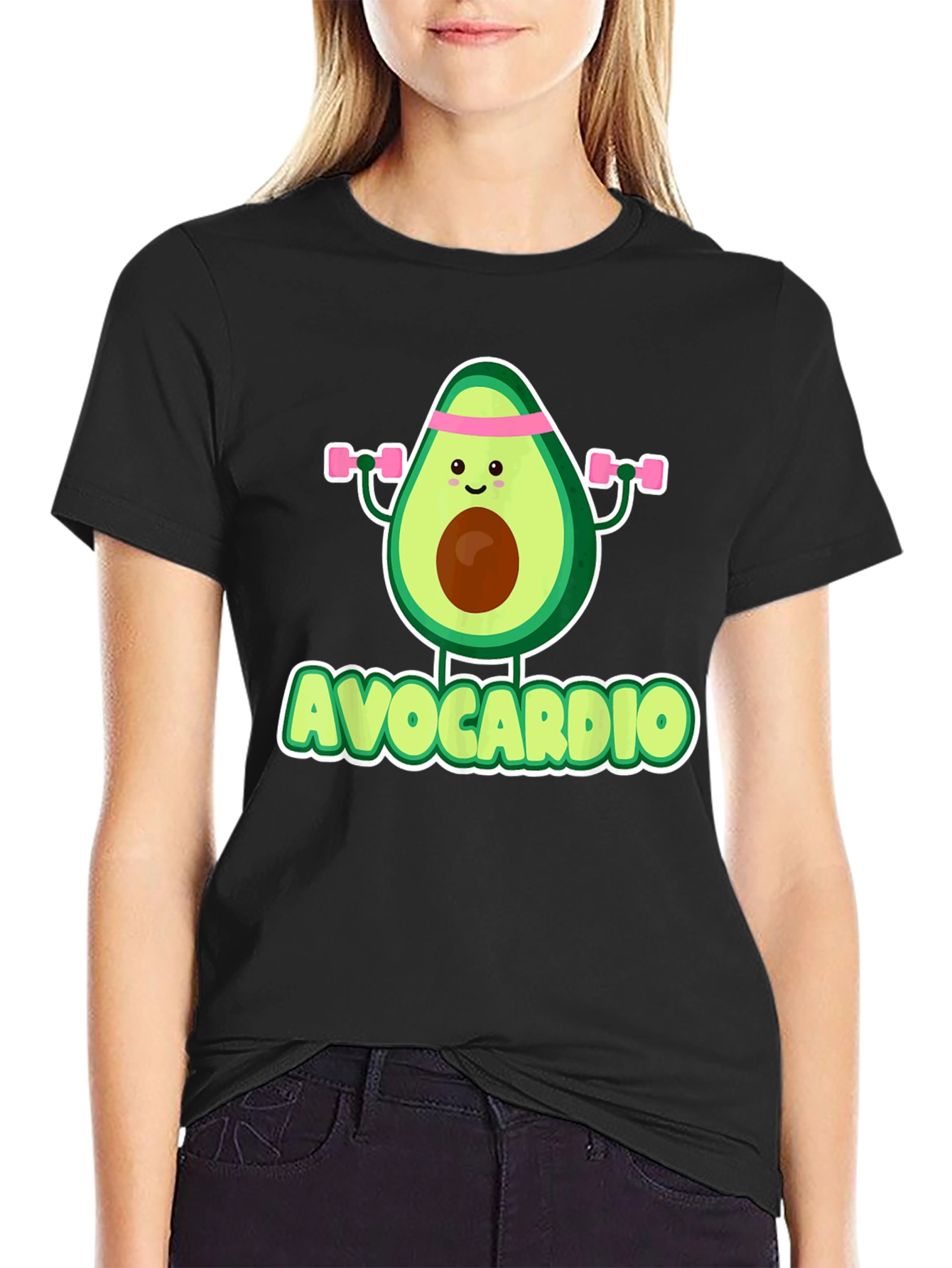 Black Avocardio Men's Black T-Shirt - Funny Avocado Workout Tee view 2