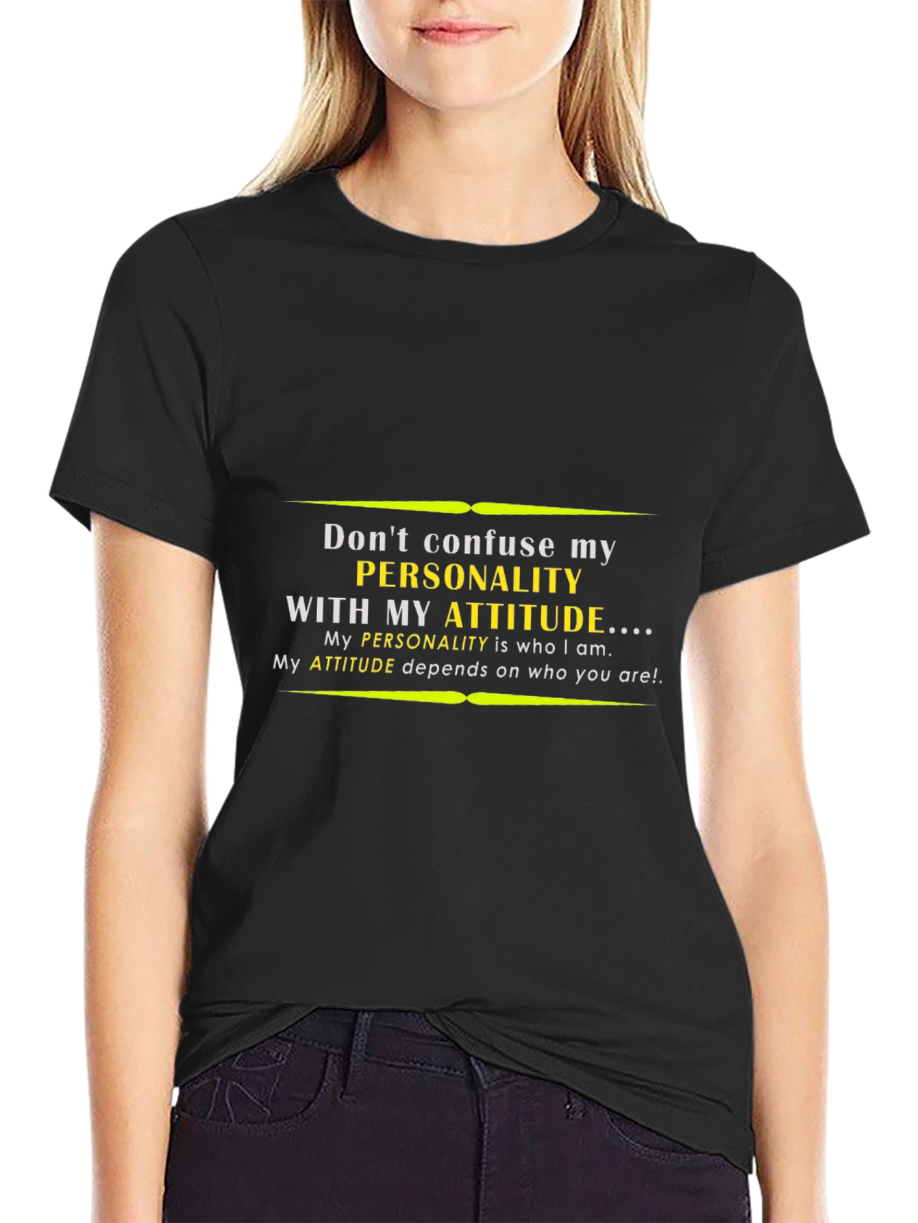 Black Personality Attitude Graphic Tee - Unisex Black T-Shirt view 2