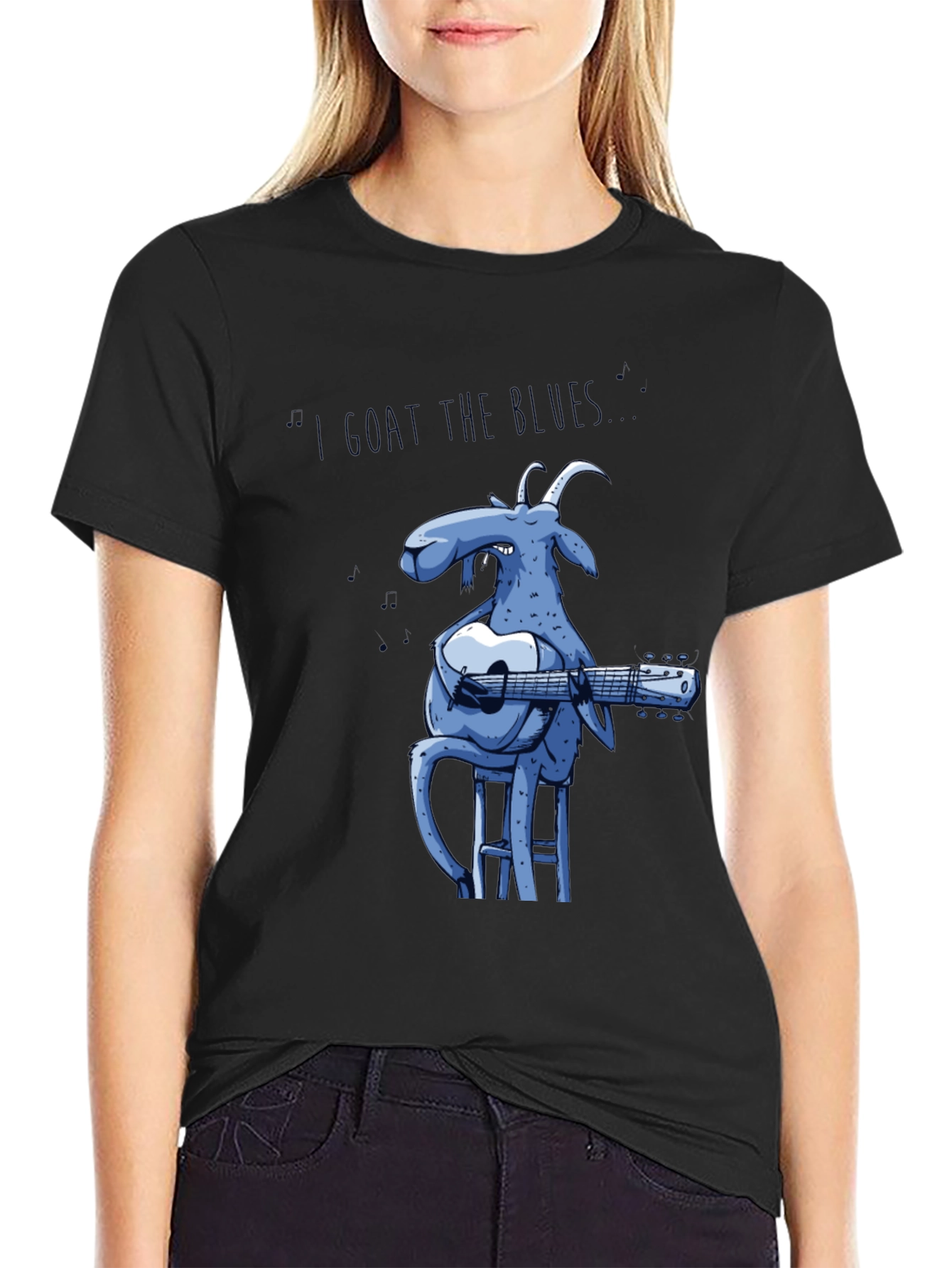 Black I Goat the Blues T-Shirt - Funny Musician Tee view 2