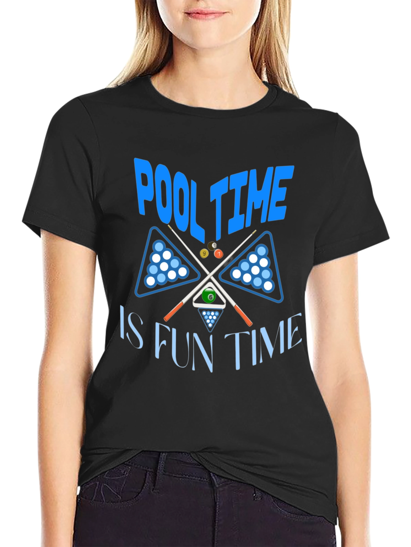 Pool Time Fun Time Black Graphic T-Shirt - 2