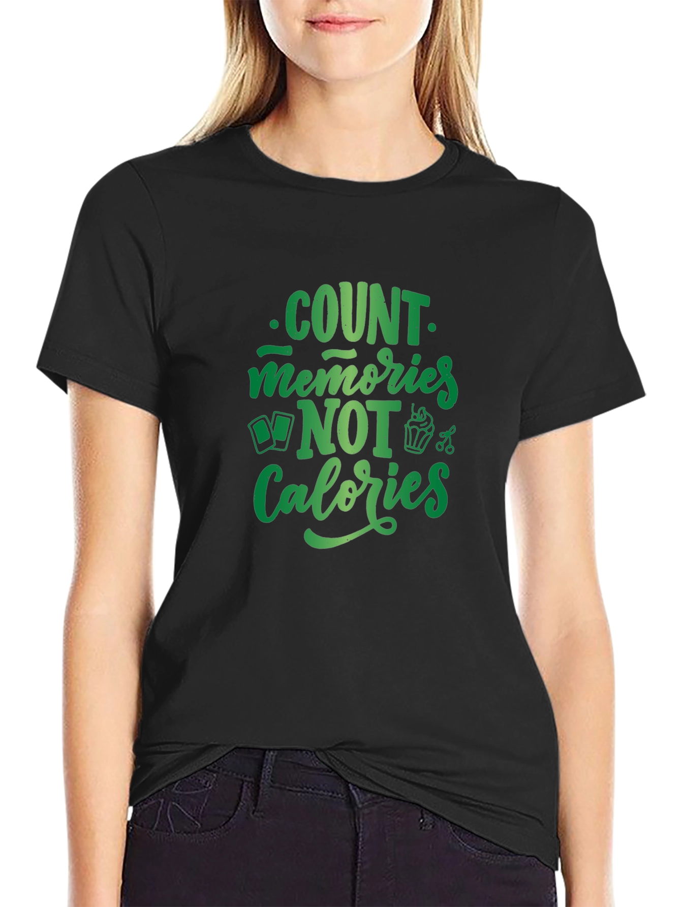 Black Count Memories Not Calories T-Shirt view 2