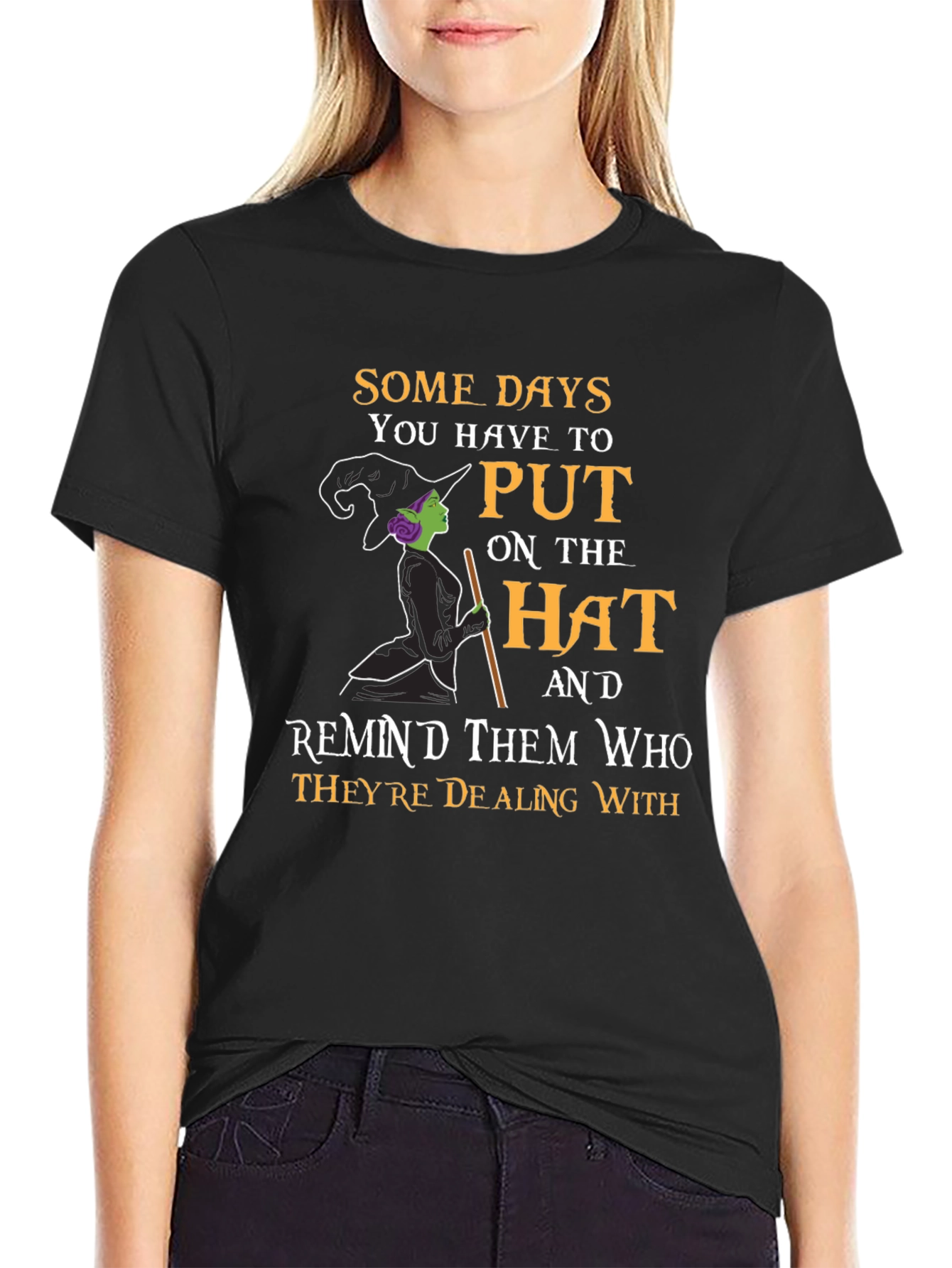 Black Witch Hat T-Shirt: Spooky Season Apparel view 2