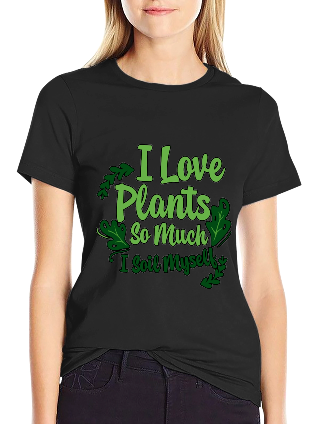Black I Love Plants T-Shirt - Funny Gardening Tee view 2