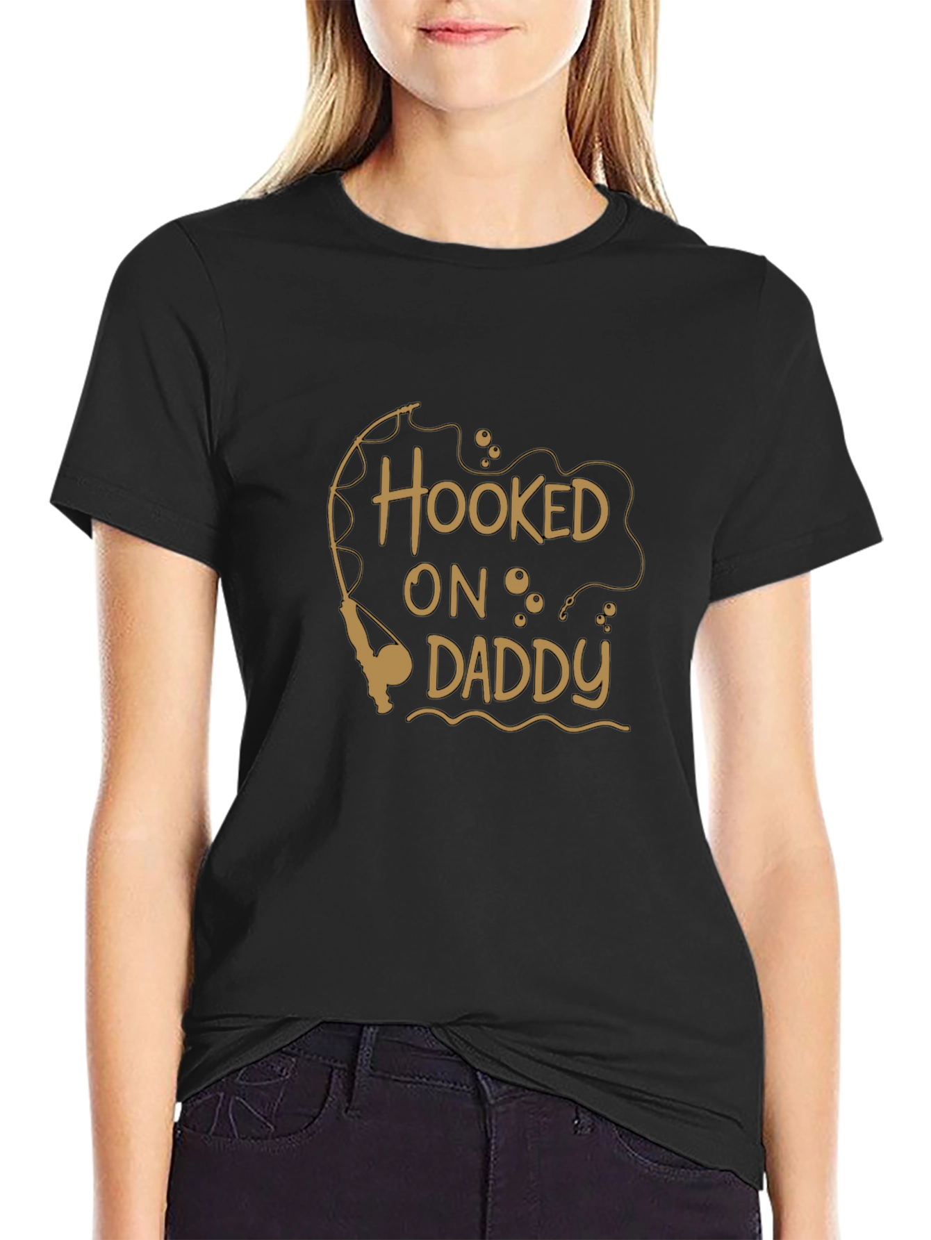 Black Hooked on Daddy Men's Graphic Tee view 2