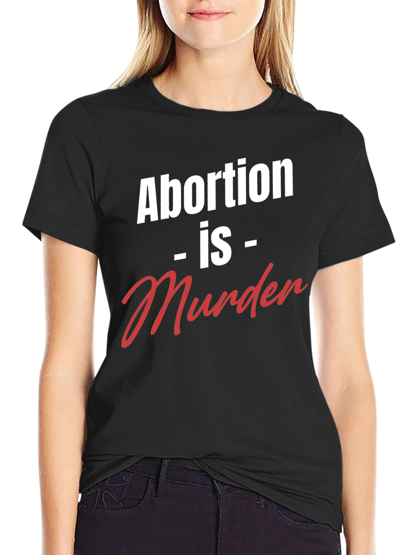 Black Statement T-Shirt - Abortion is Murder view 2