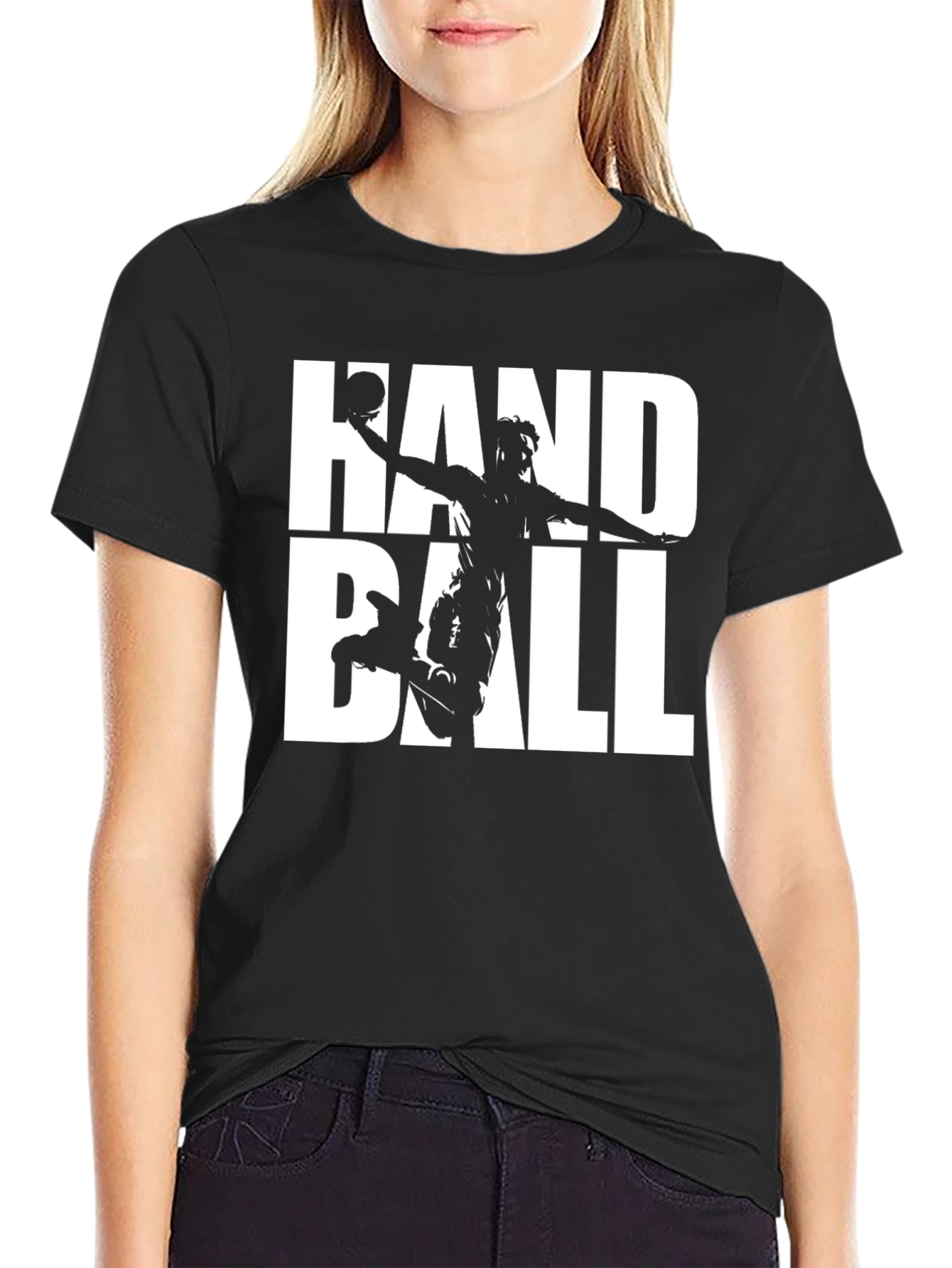 Black Handball Graphic T-Shirt - Black Cotton Tee view 2