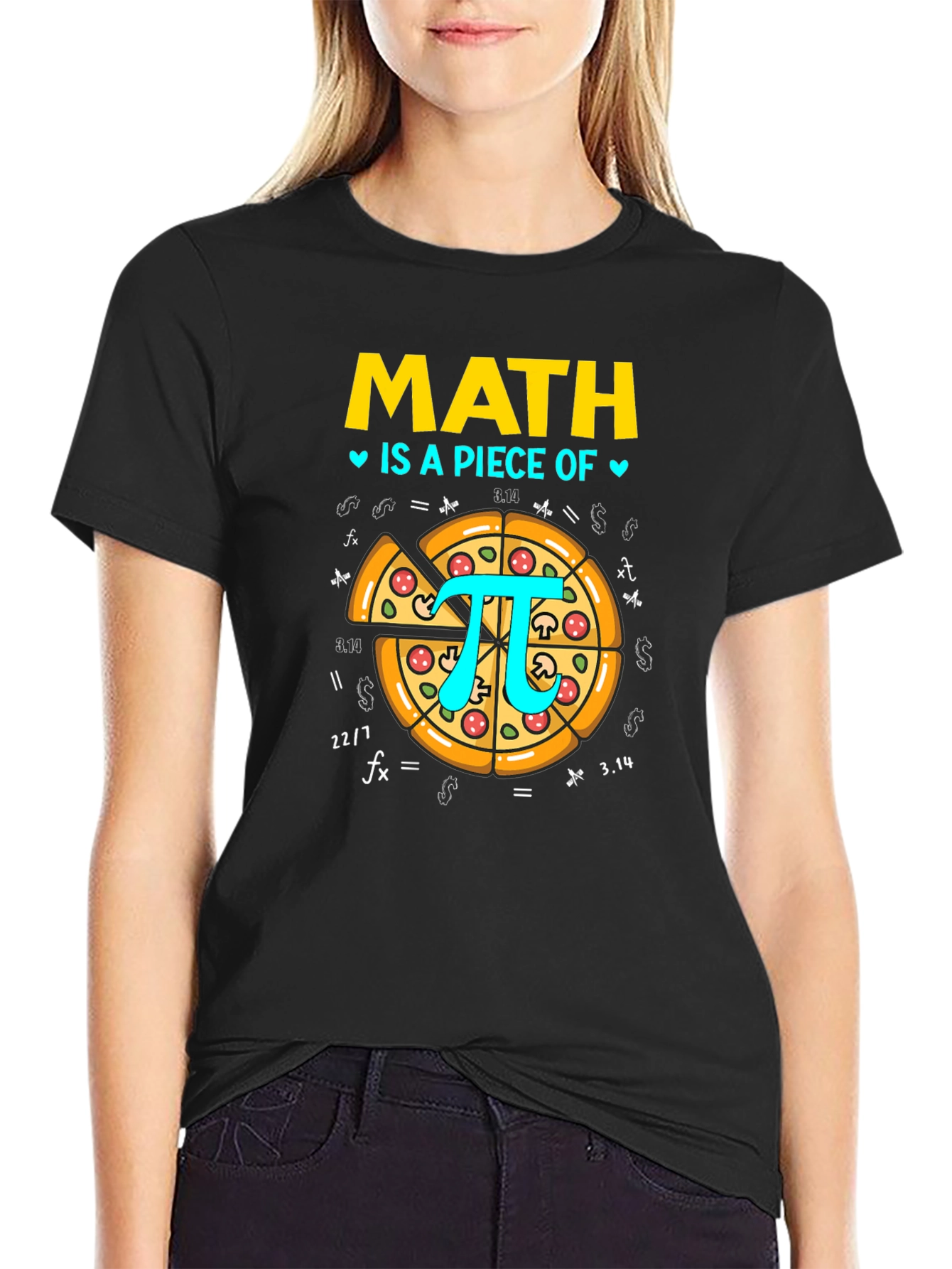 Black Math is a Piece of Pi Pizza Graphic T-Shirt view 2