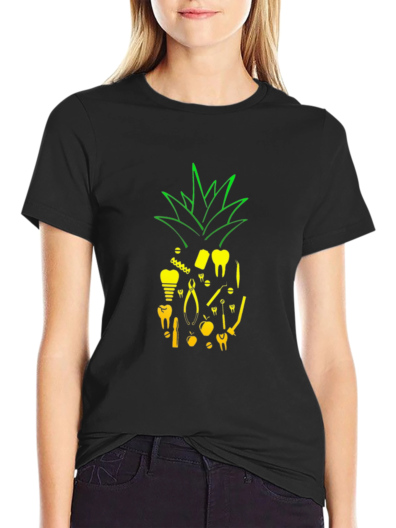 Black Dentist Pineapple T-Shirt view 2