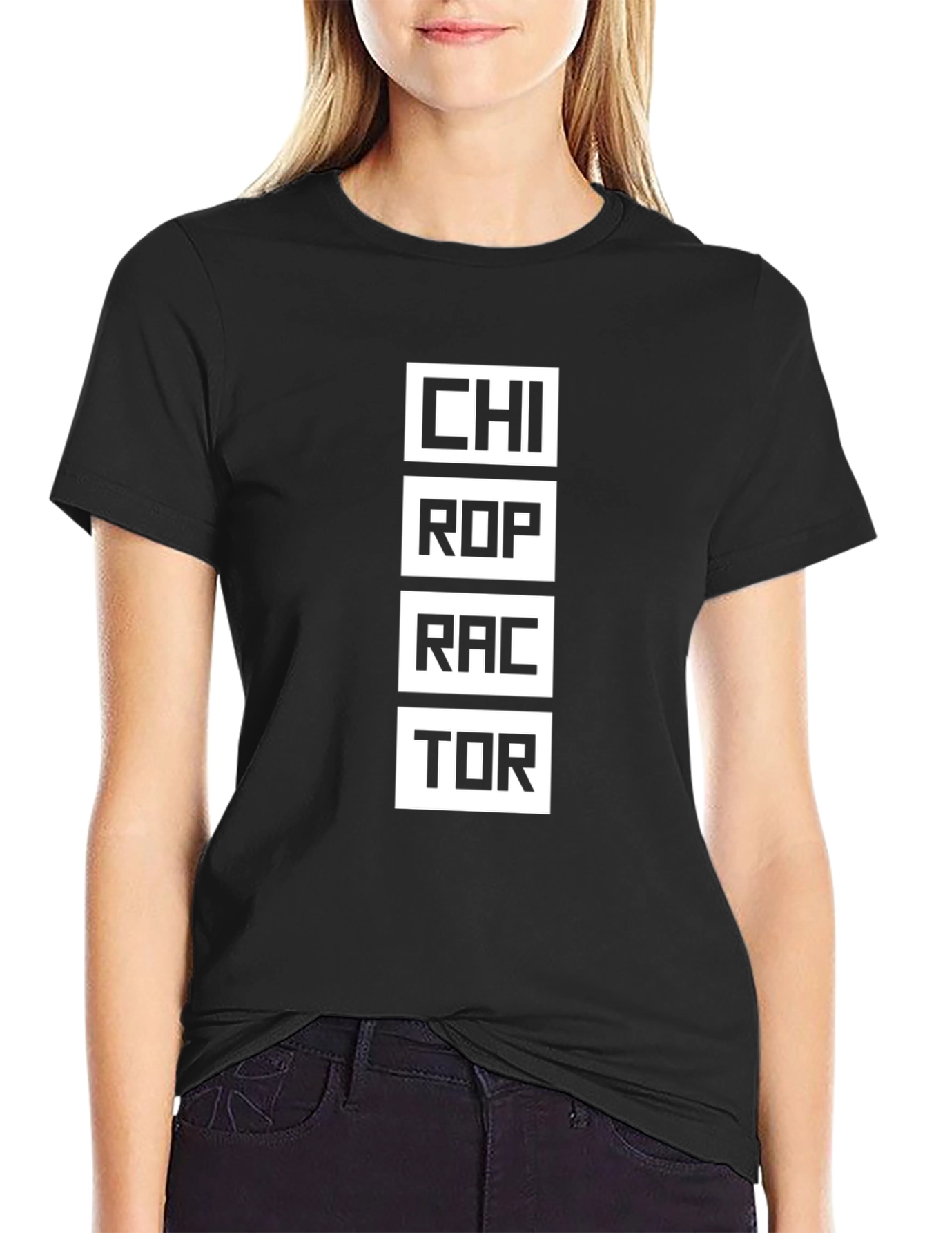 Black Chiropractor Graphic Tee - Black Cotton Blend T-Shirt view 2