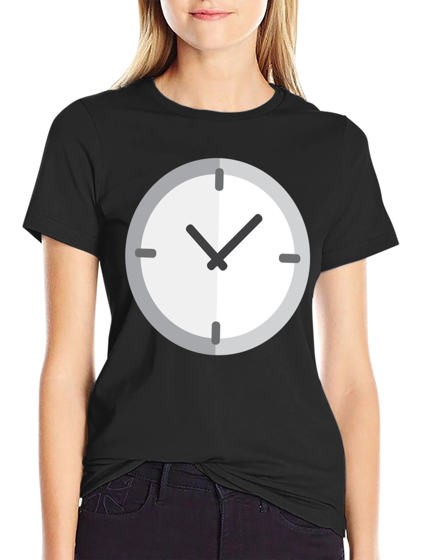 Black Time T-Shirt - Classic Clock Graphic Tee view 2