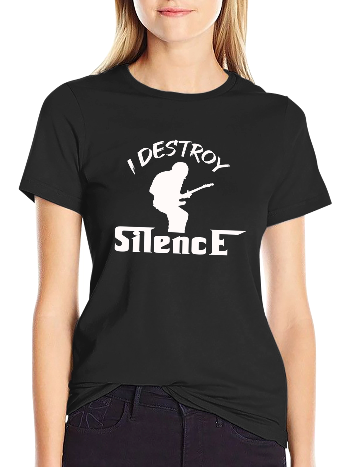 Black I Destroy Silence Black Graphic Tee view 2