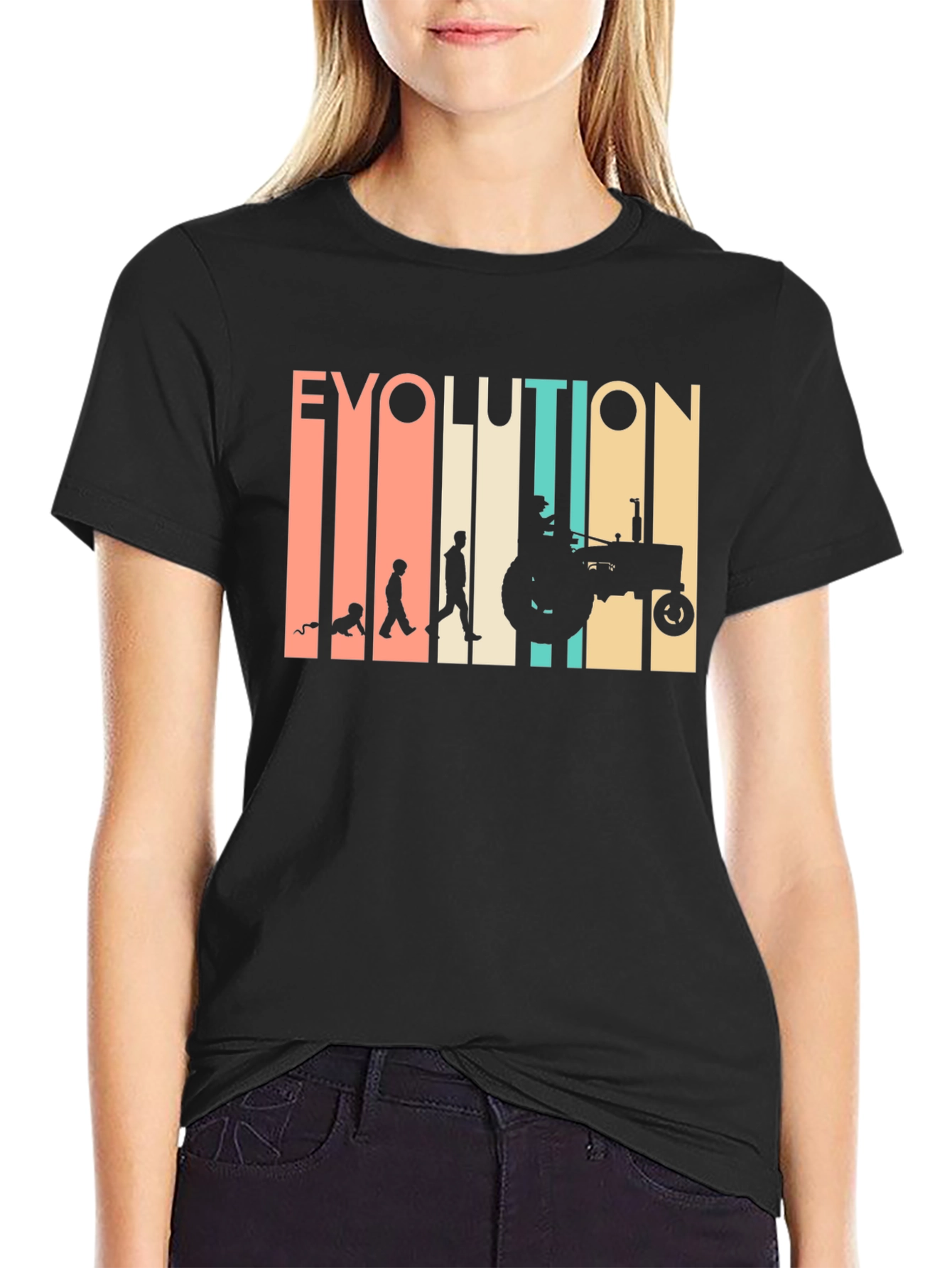 Black Evolution of Farming T-Shirt - Black Cotton Tee view 2