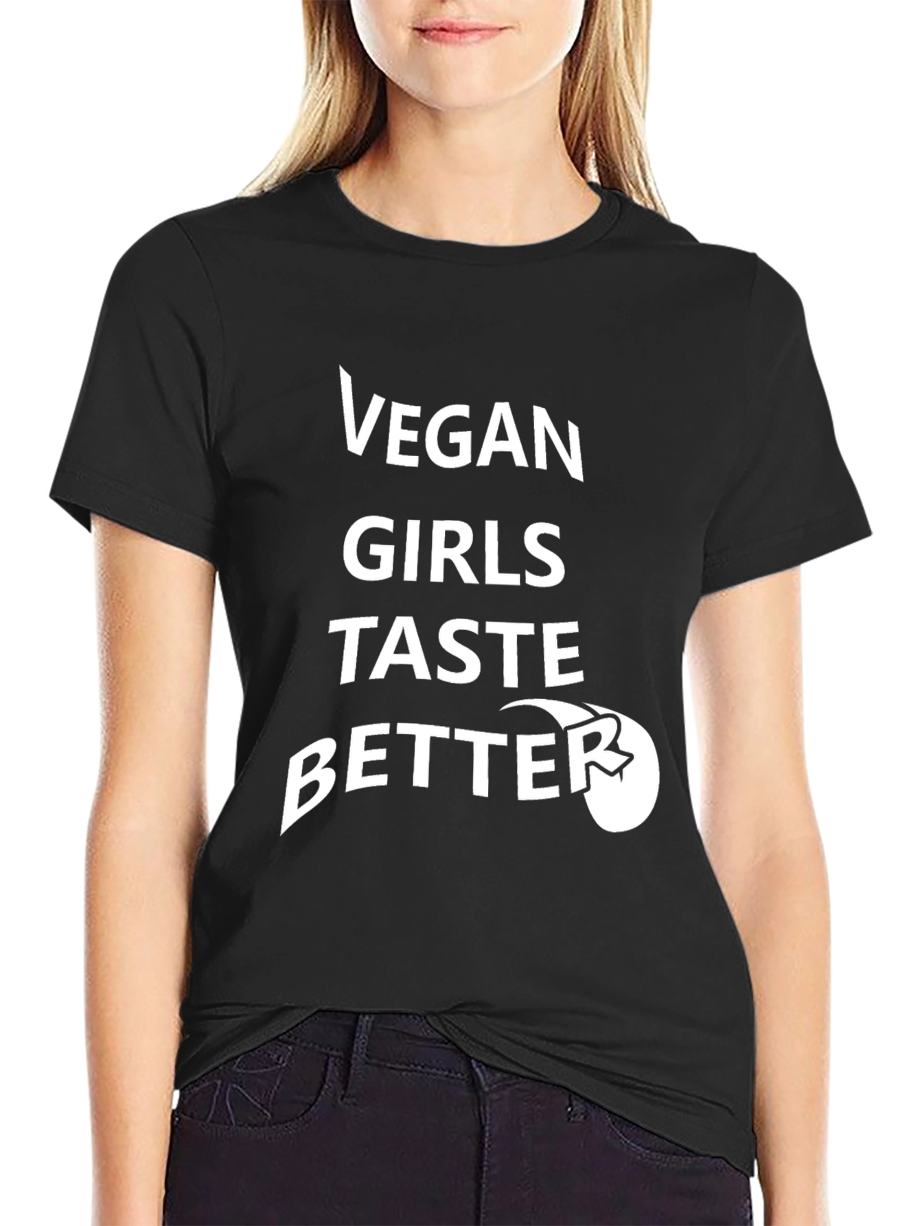 Black Vegan Girls Taste Better T-Shirt view 2