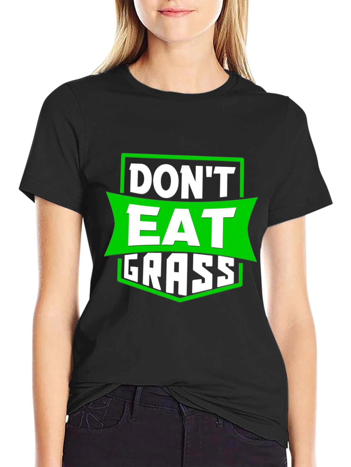 Black Don't Eat Grass Funny Graphic T-Shirt view 2