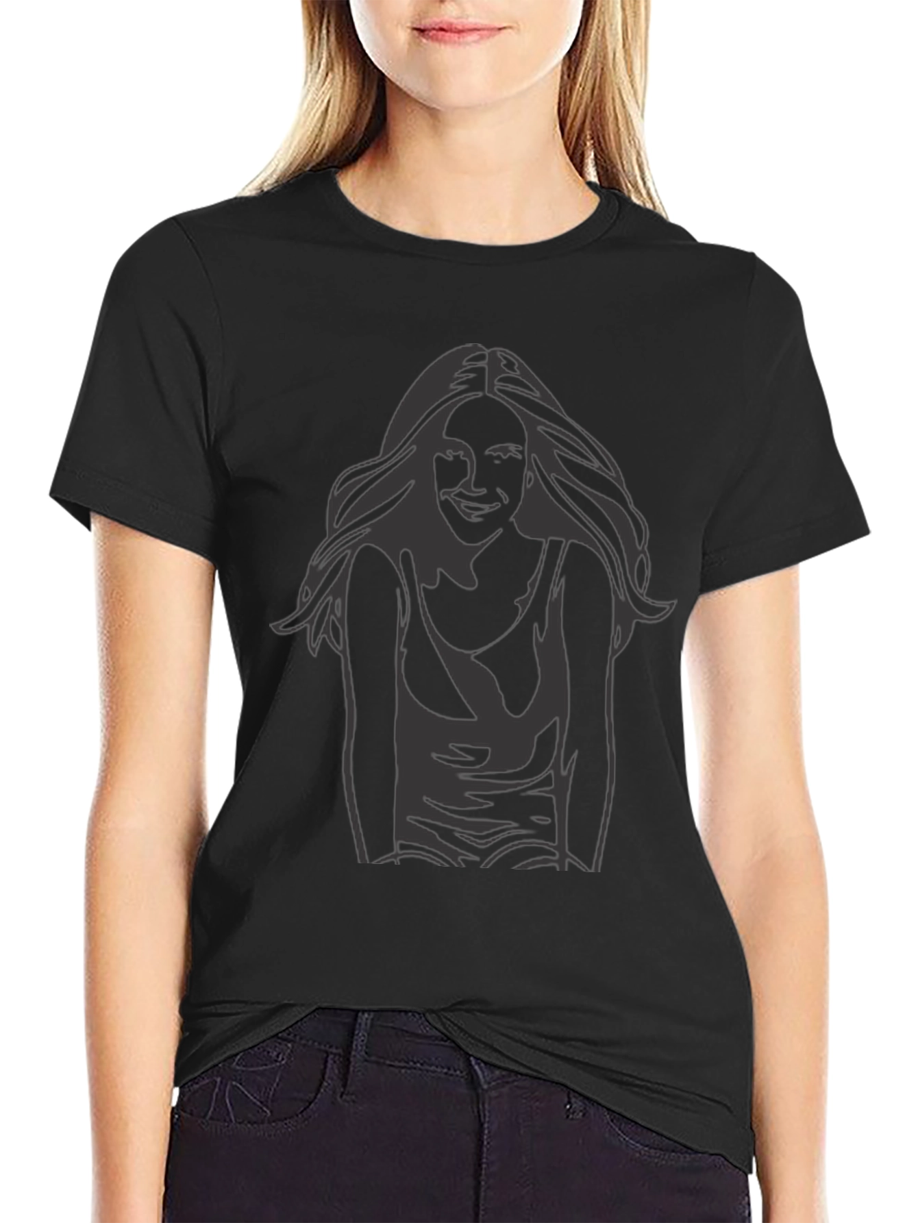 Black Black T-Shirt with Graphic Print - Casual Style view 2