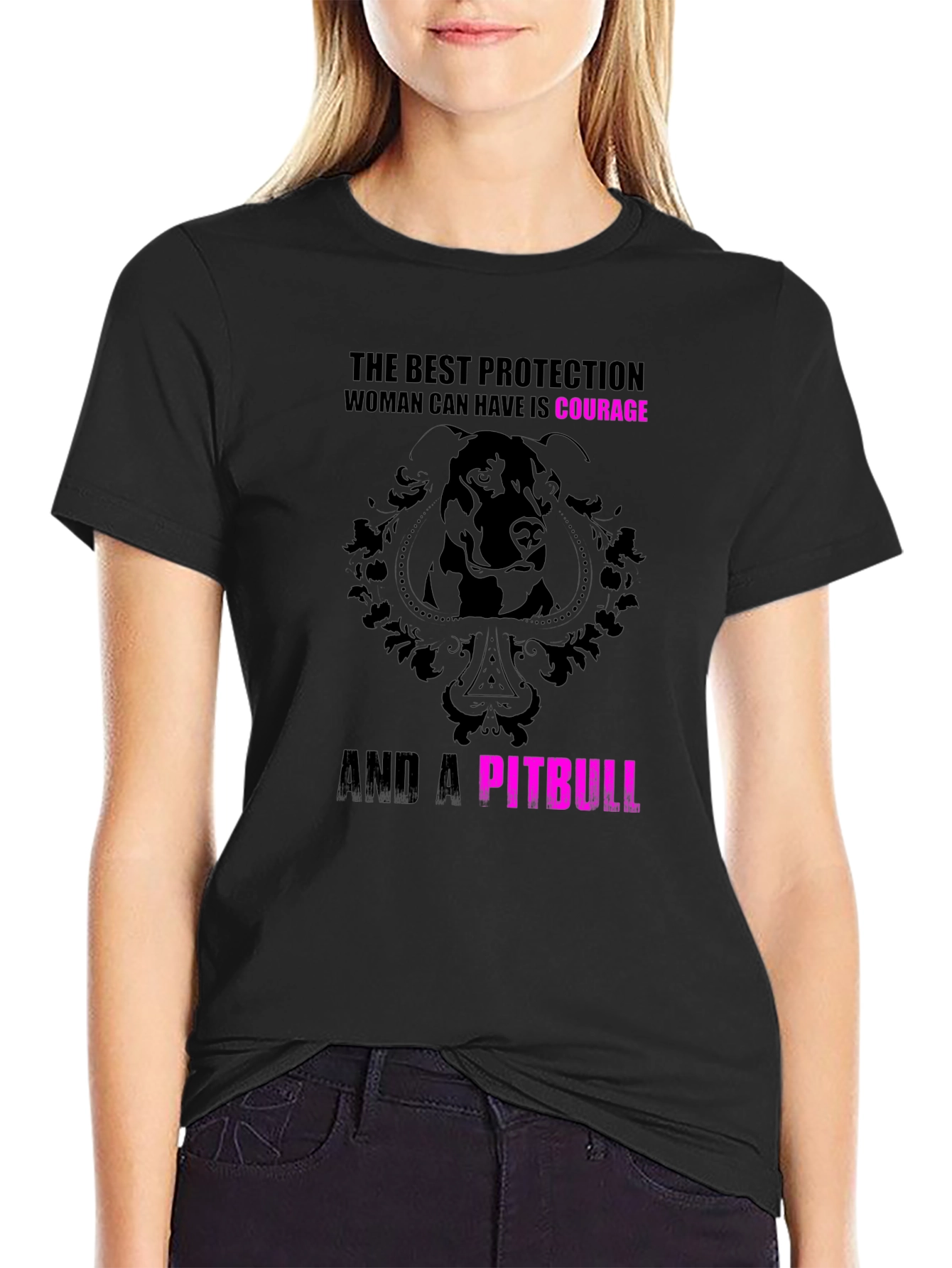 Black Courage & Pitbull Graphic Tee view 2