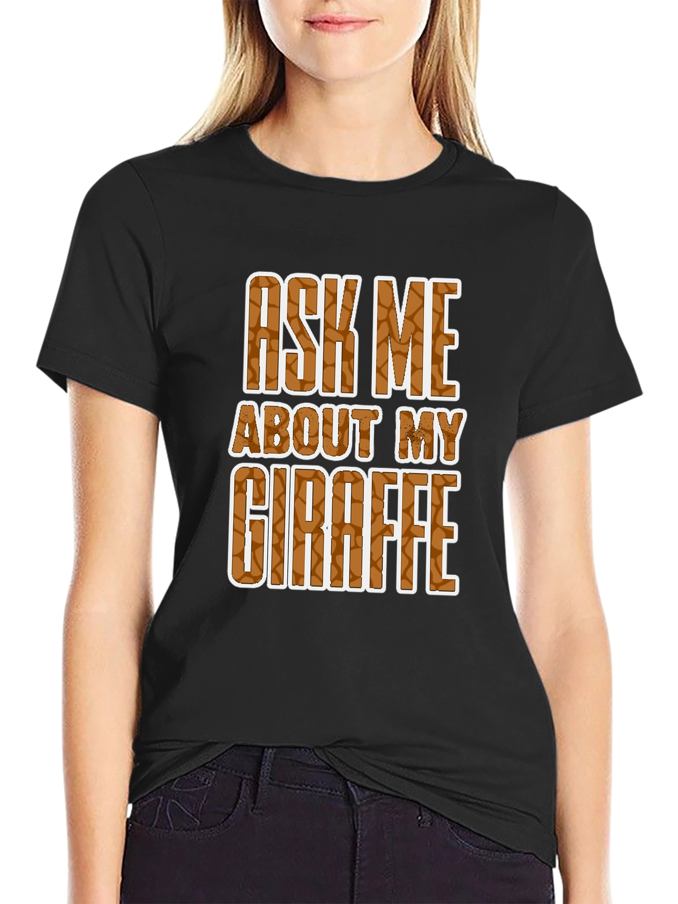 Black Ask Me About My Giraffe T-Shirt view 2