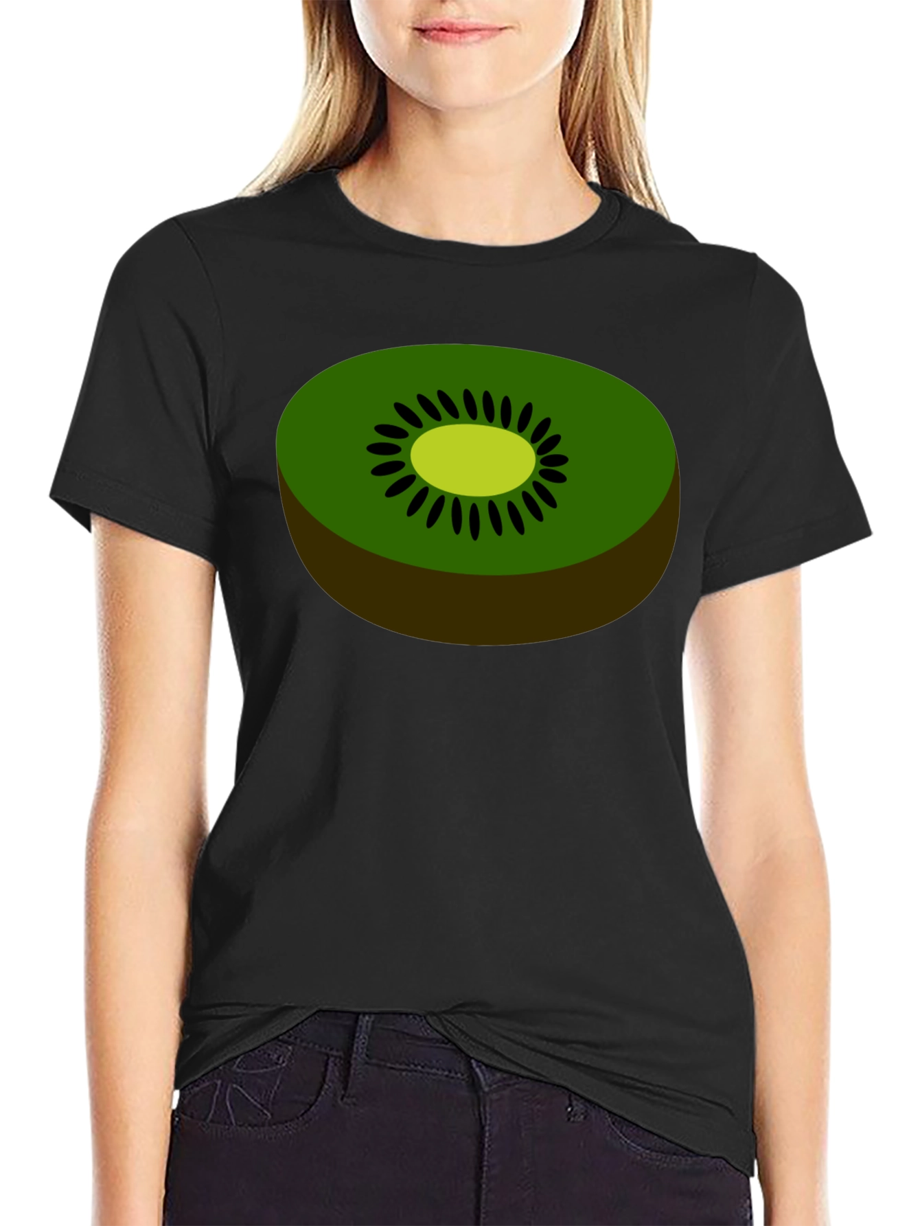 Black Kiwi Fruit Graphic Tee - Novelty Food Shirt view 2