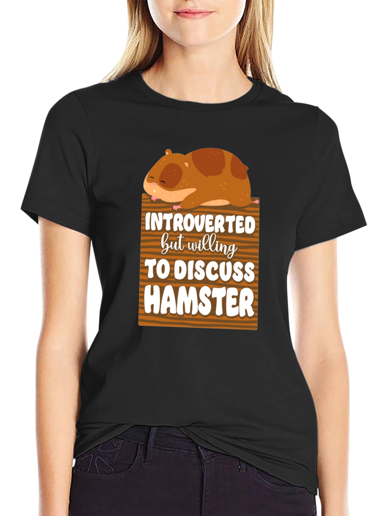 Black Introverted Hamster Graphic Tee view 2