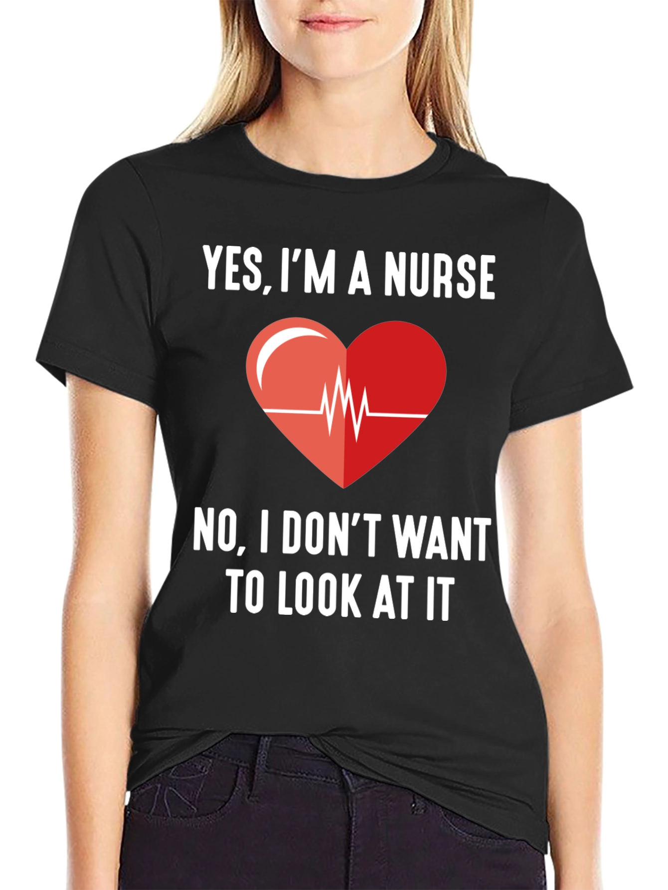 Black Yes, I'm A Nurse - Funny Graphic T-Shirt view 2