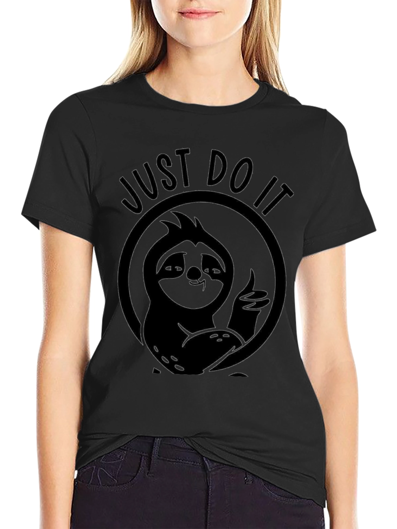 Black Just Do It Sloth T-Shirt view 2