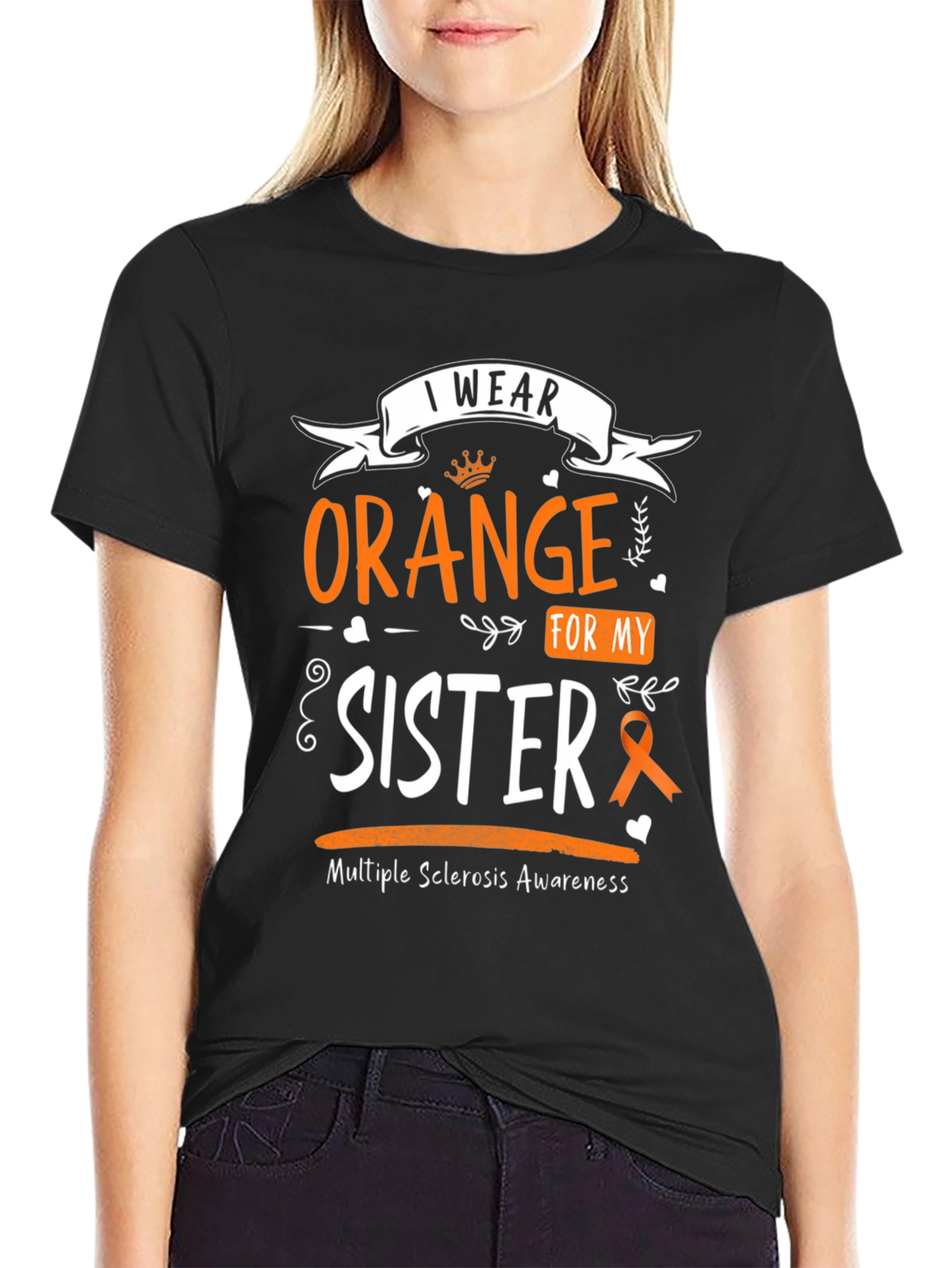 Black I Wear Orange For My Sister T-Shirt view 2