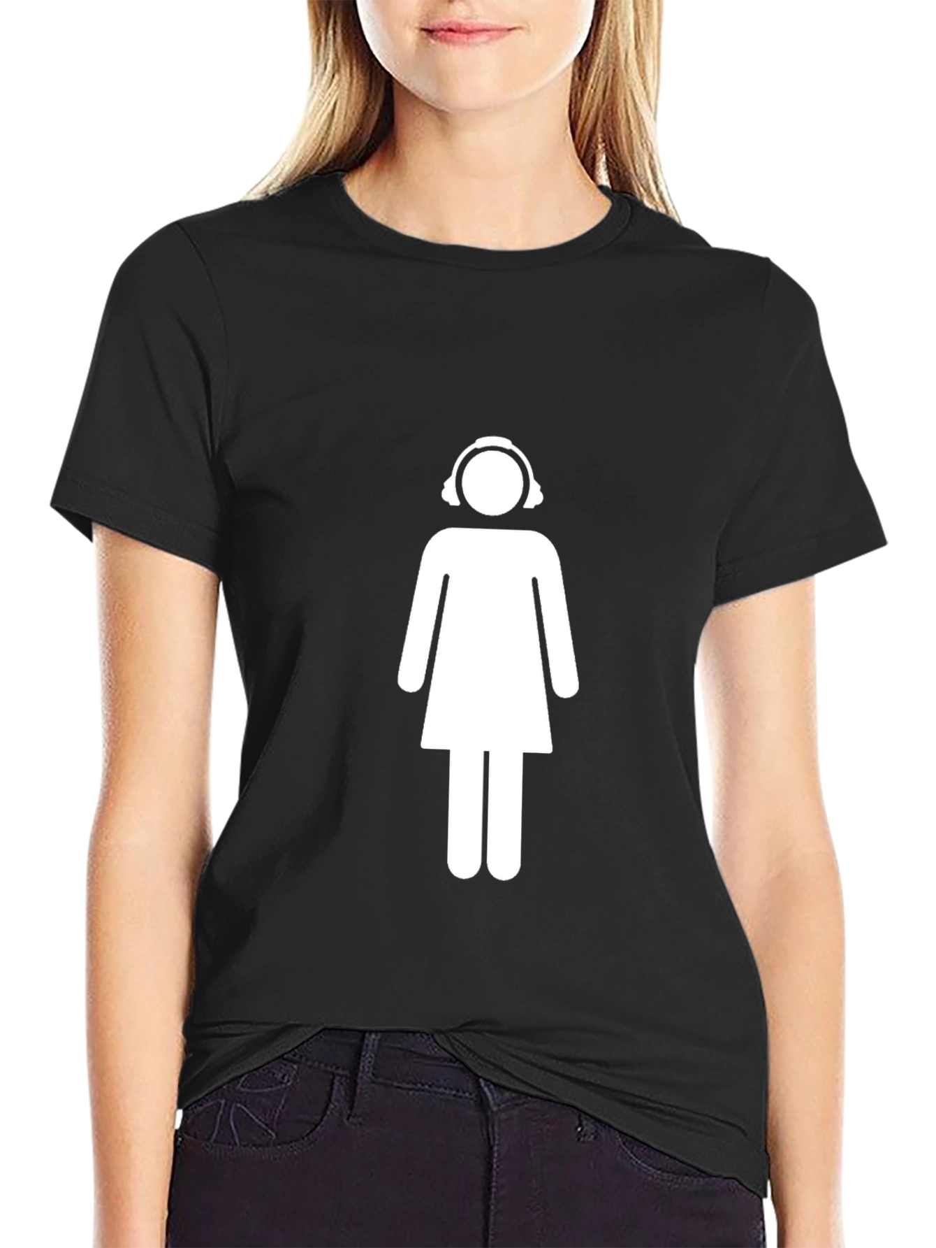 Black DJ Girl Graphic Black T-Shirt view 2