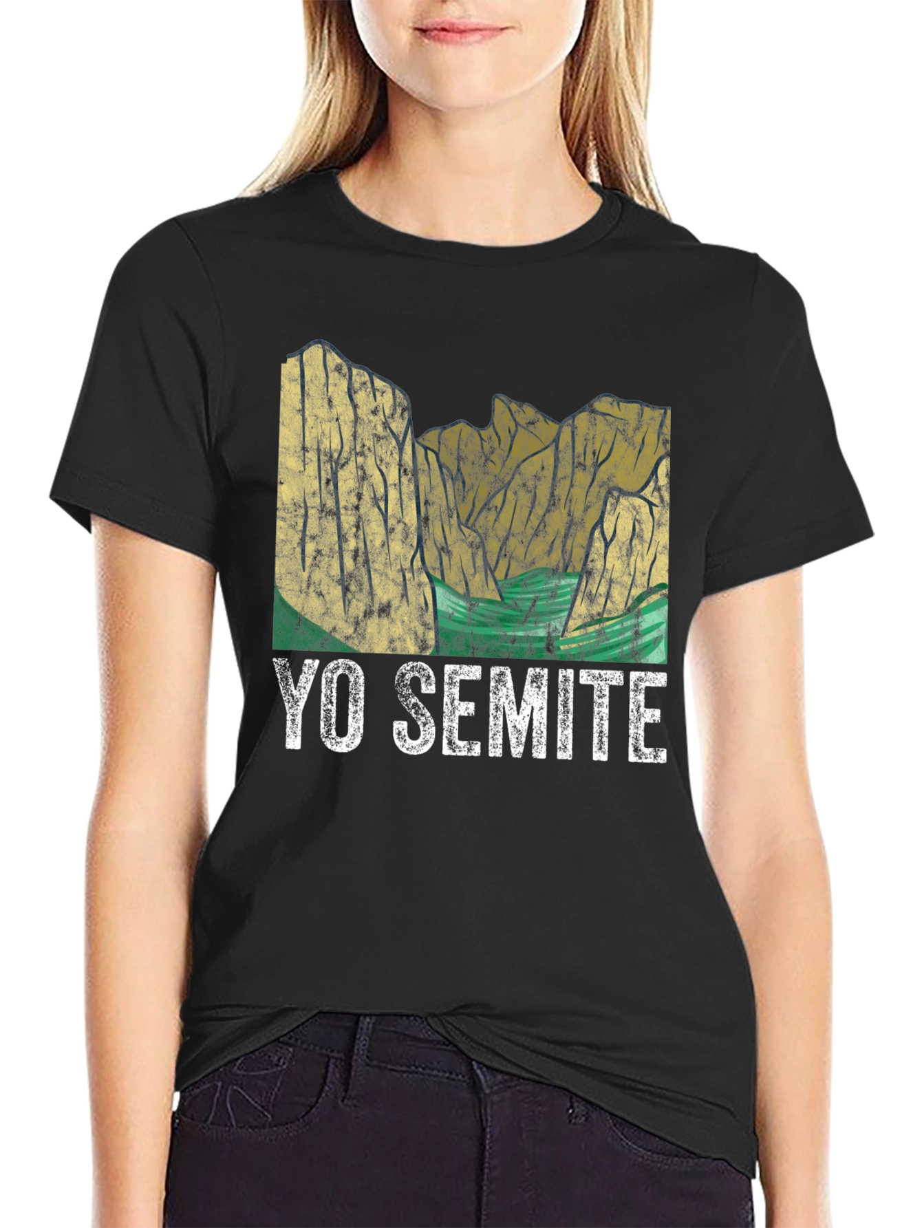 Black Yo Semite Graphic T-Shirt - Black Crew Neck Tee view 2