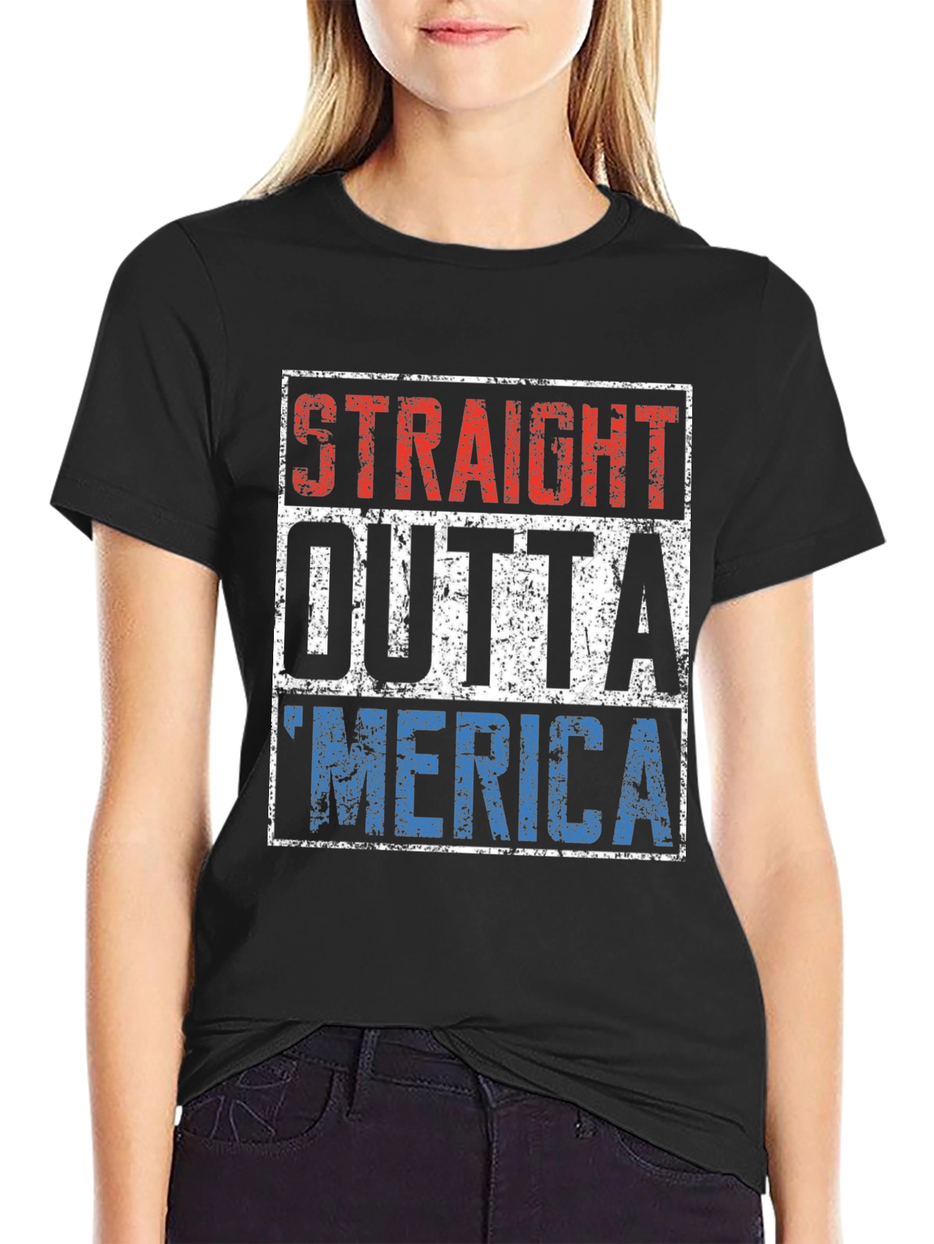 Black Straight Outta 'Merica T-Shirt view 2