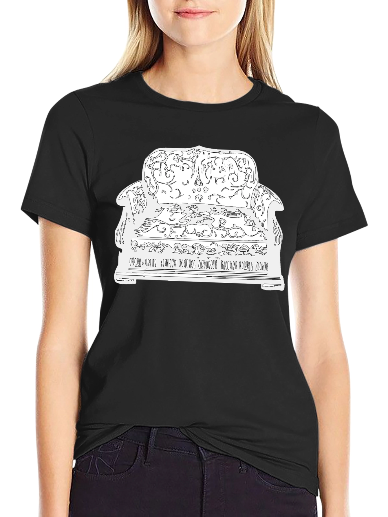 Black Novelty Graphic Tee: Couch Potato Design view 2