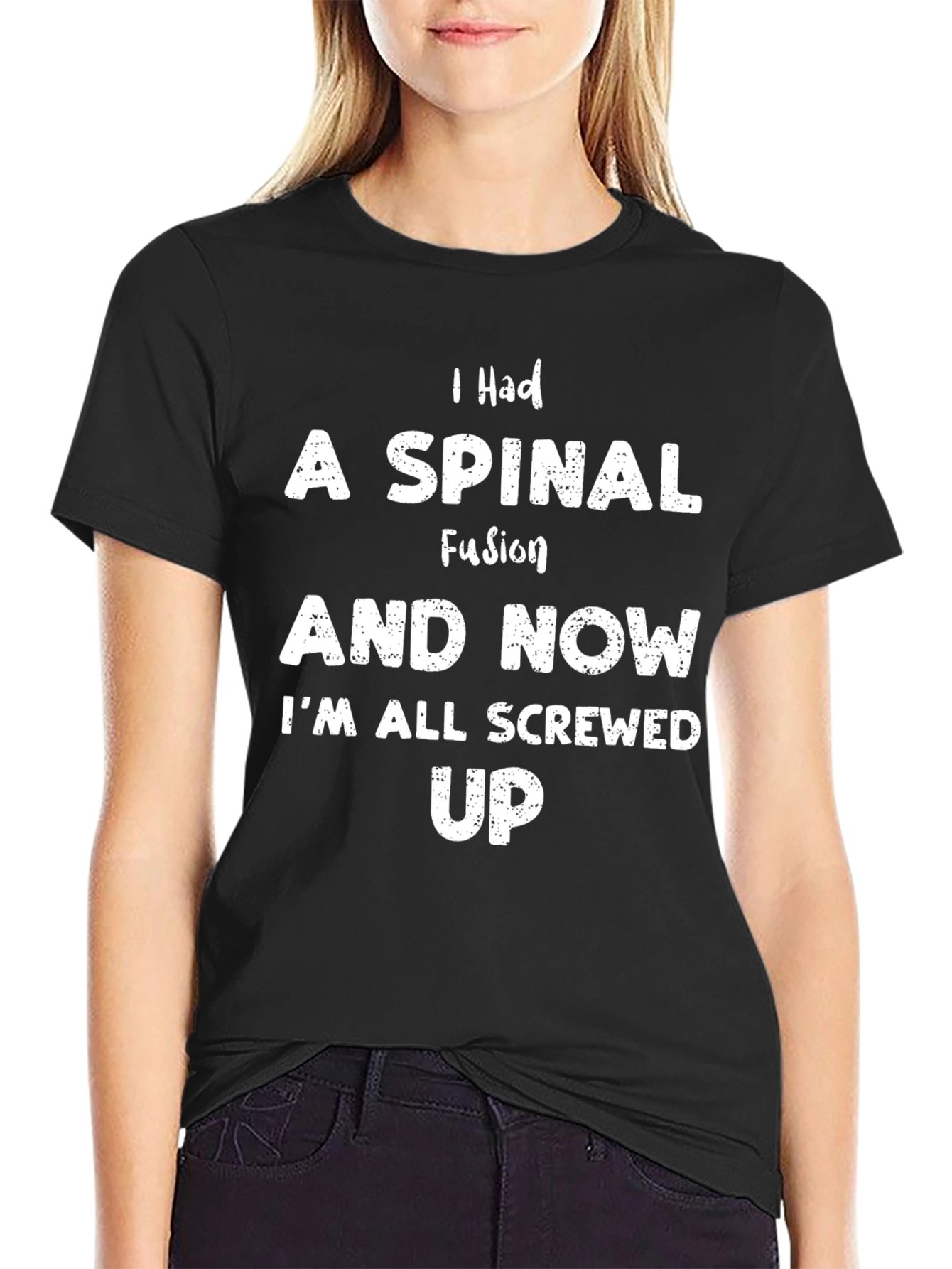 Black Spinal Fusion Humor T-Shirt view 2