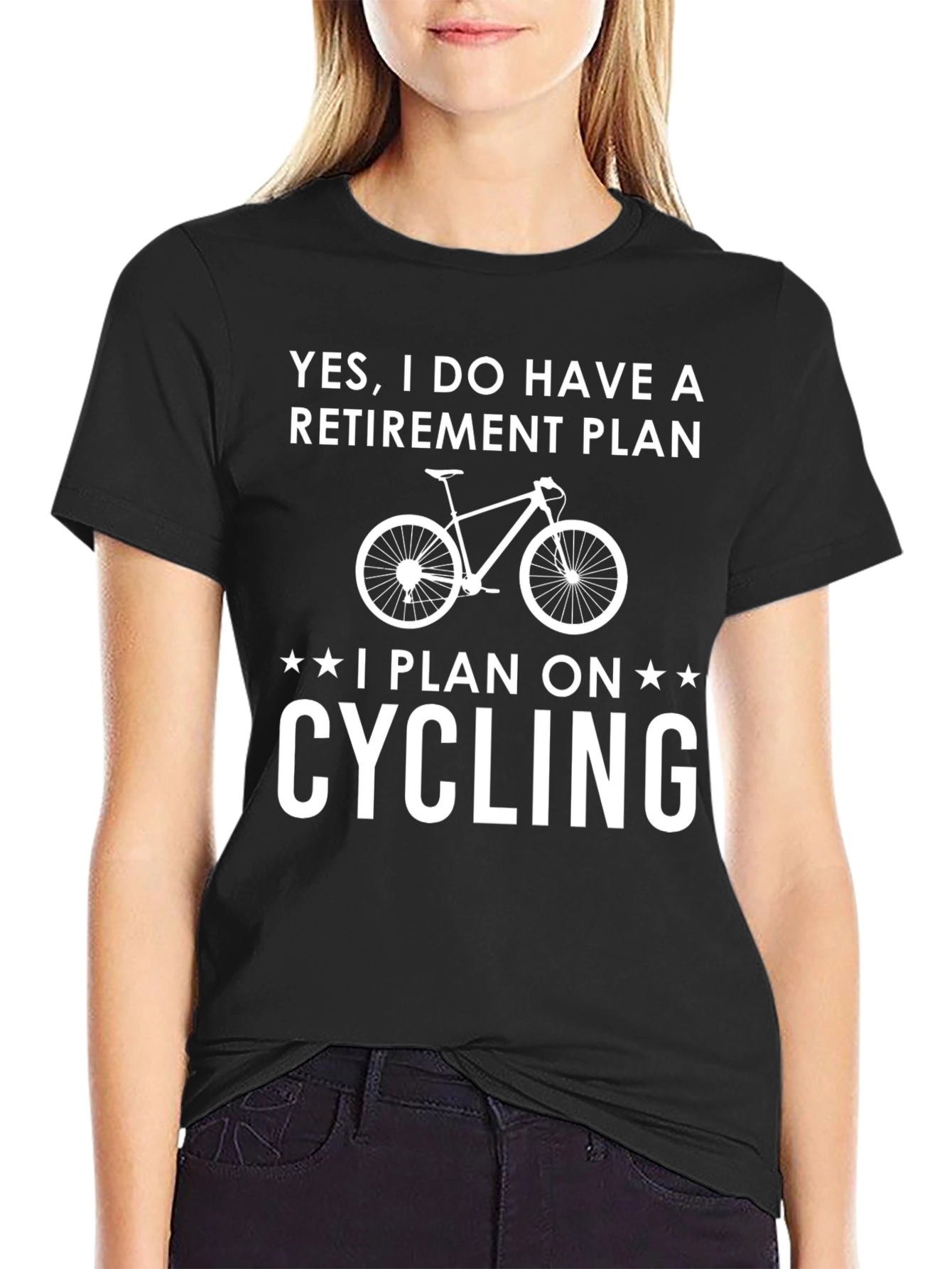 Black Cycling Retirement Plan Graphic Tee view 2