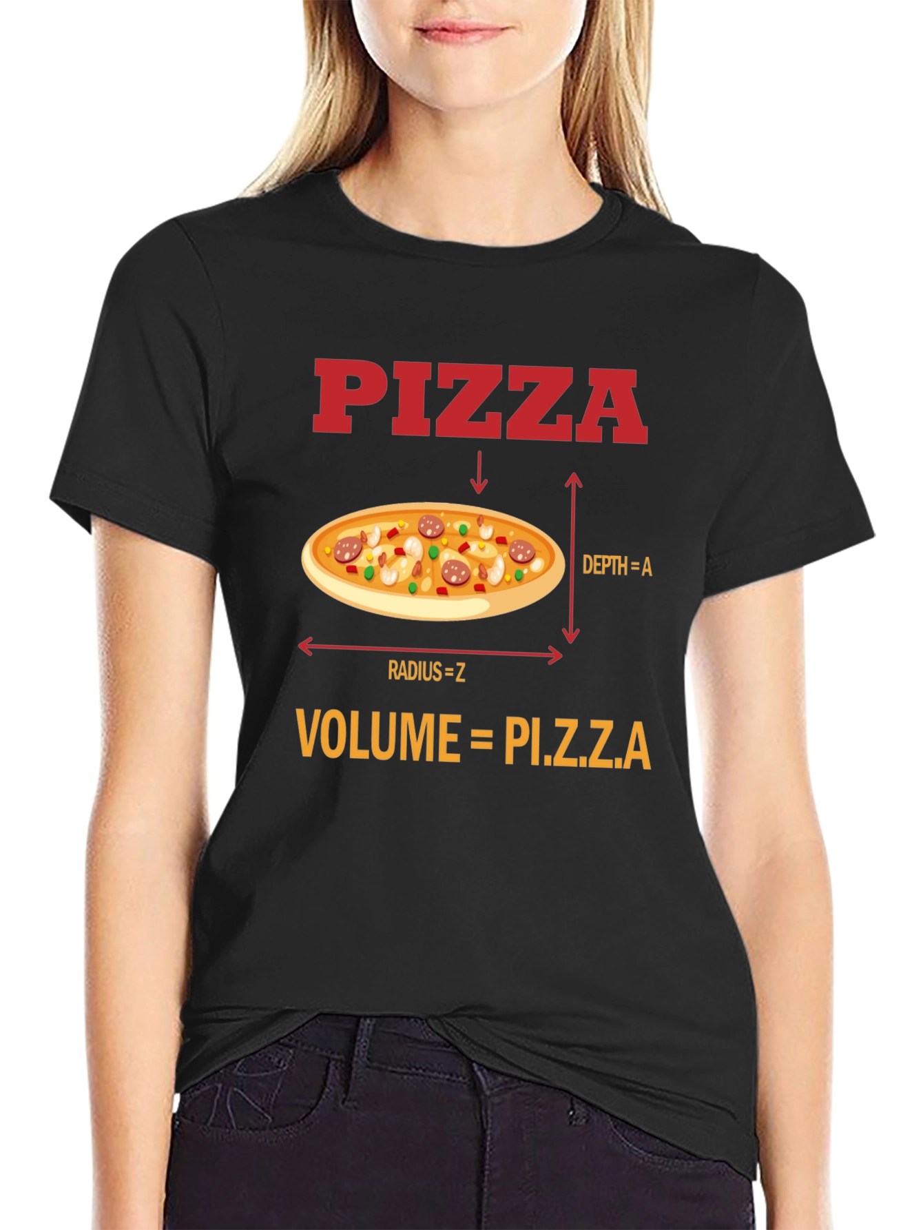 Black Pizza Volume Funny Math T-Shirt view 2
