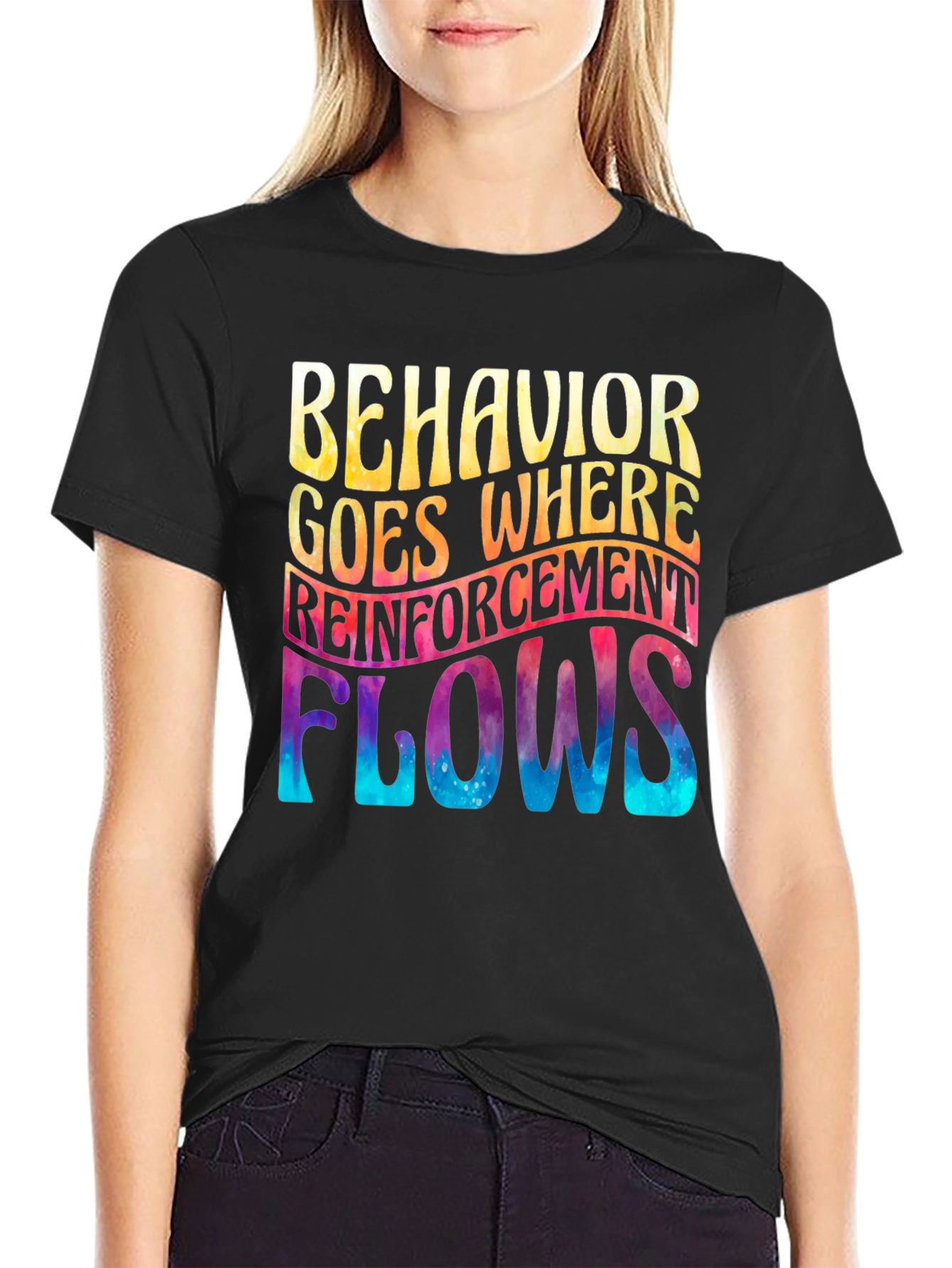 Black Behavior Reinforcement Flows Graphic Tee view 2