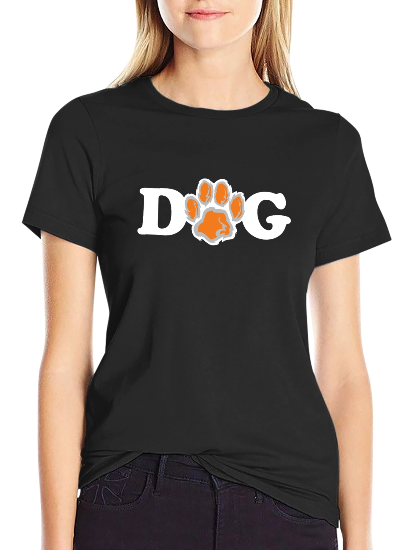 Black Dog Paw Print T-Shirt - Black view 2