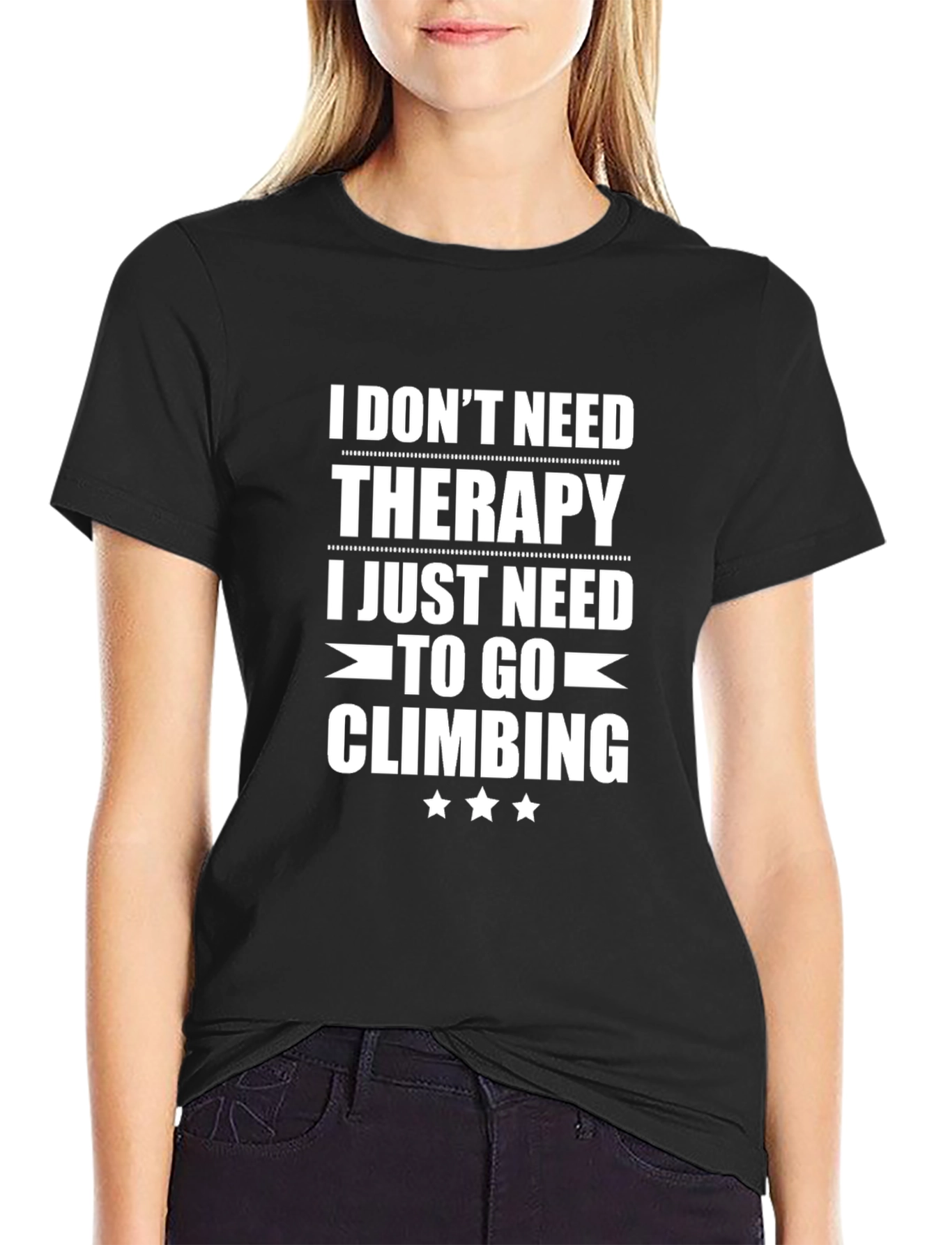Black Climbing Therapy T-Shirt - Black Graphic Tee view 2