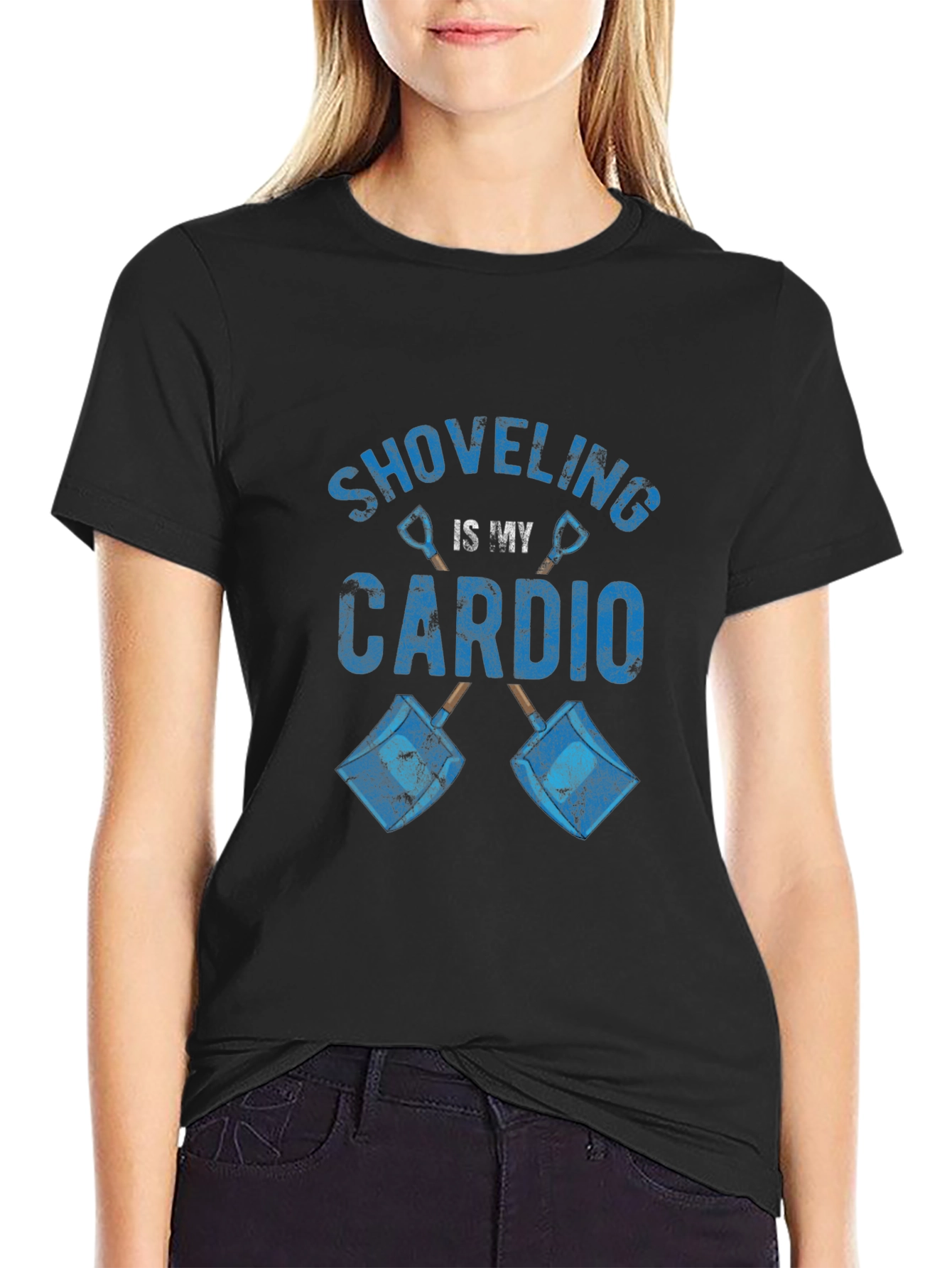 Black Shoveling is My Cardio Graphic Tee - Black view 2