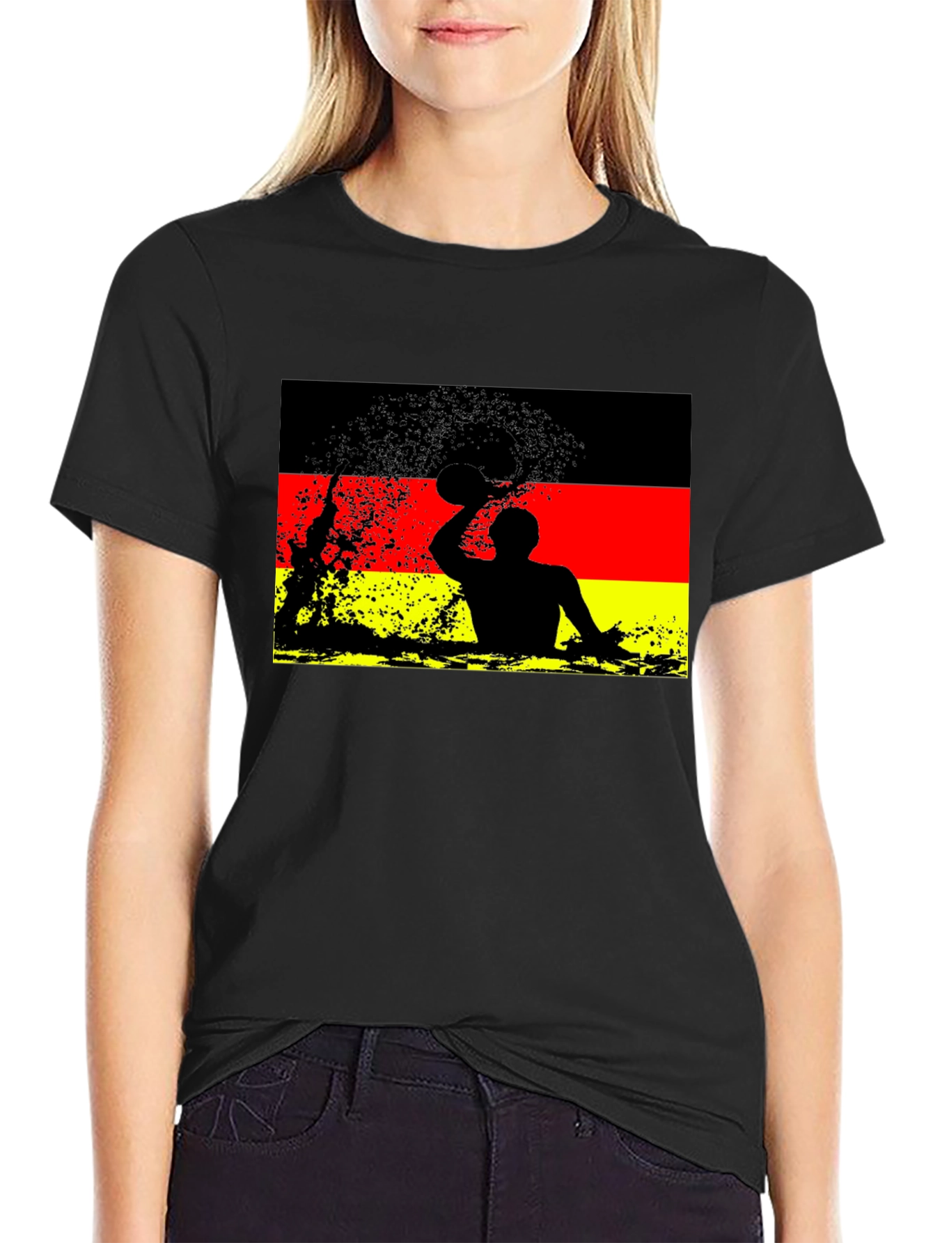 Black German Water Polo T-Shirt - Black view 2