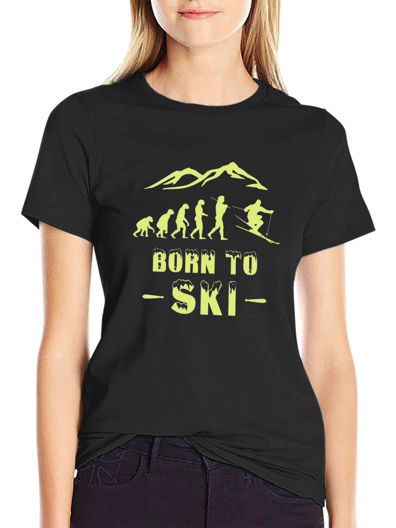 Black Born to Ski Evolution T-Shirt view 2
