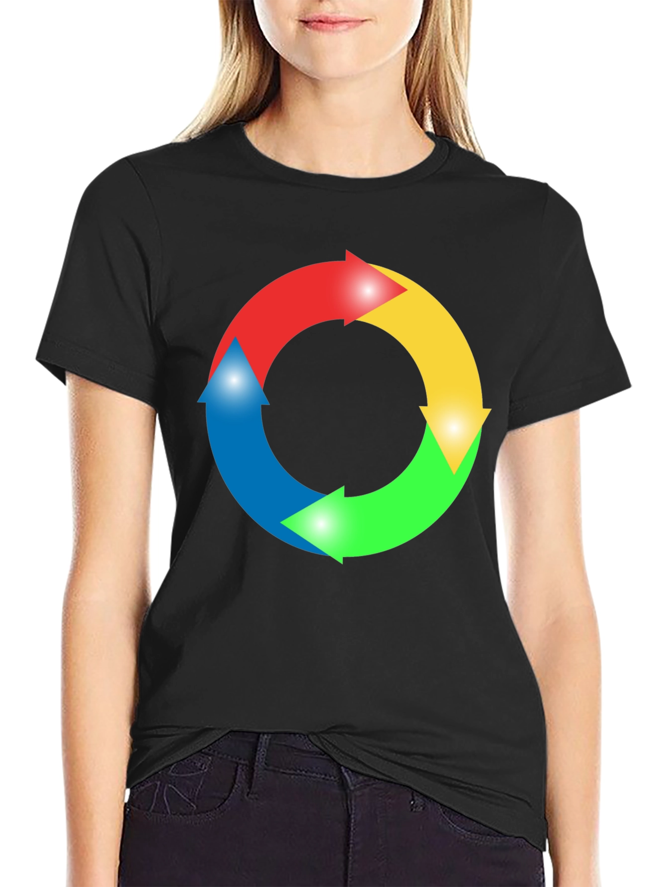 Black Circular Arrow Graphic Black T-Shirt view 2