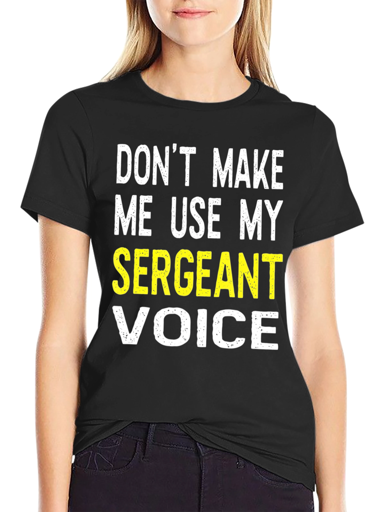 Black Sergeant Voice T-Shirt - Funny Military Humor Tee view 2