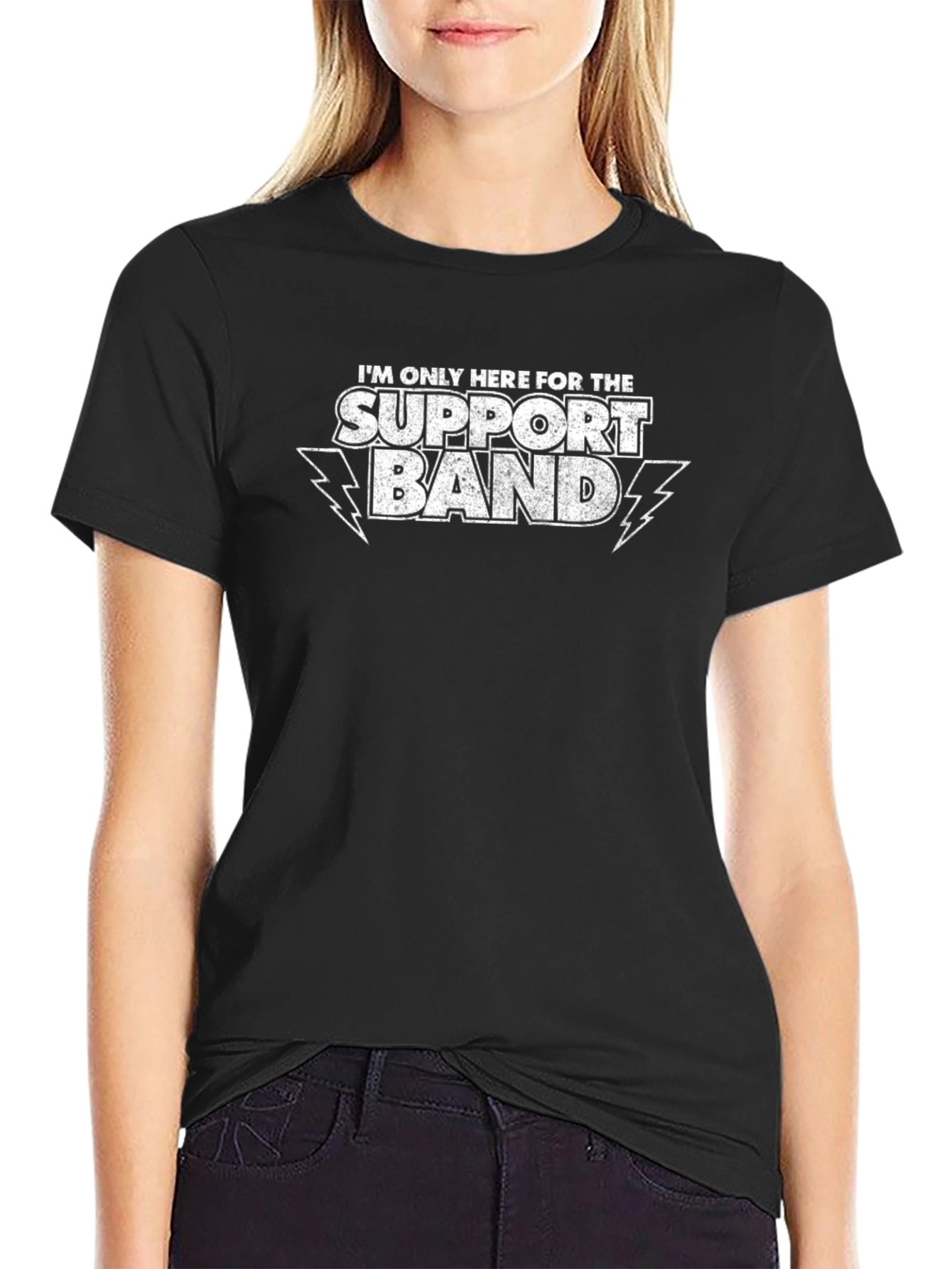 Black Support Band T-Shirt: Funny Concert Tee view 2